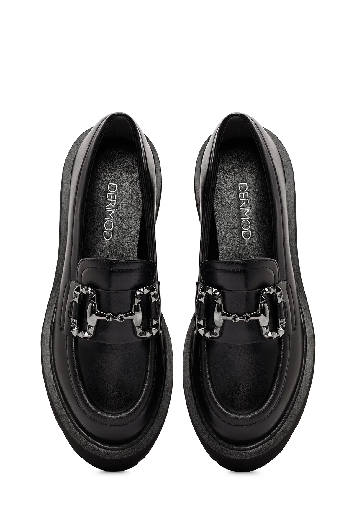 Kadın Siyah Toka Detaylı Maskülen Loafer - Image 7