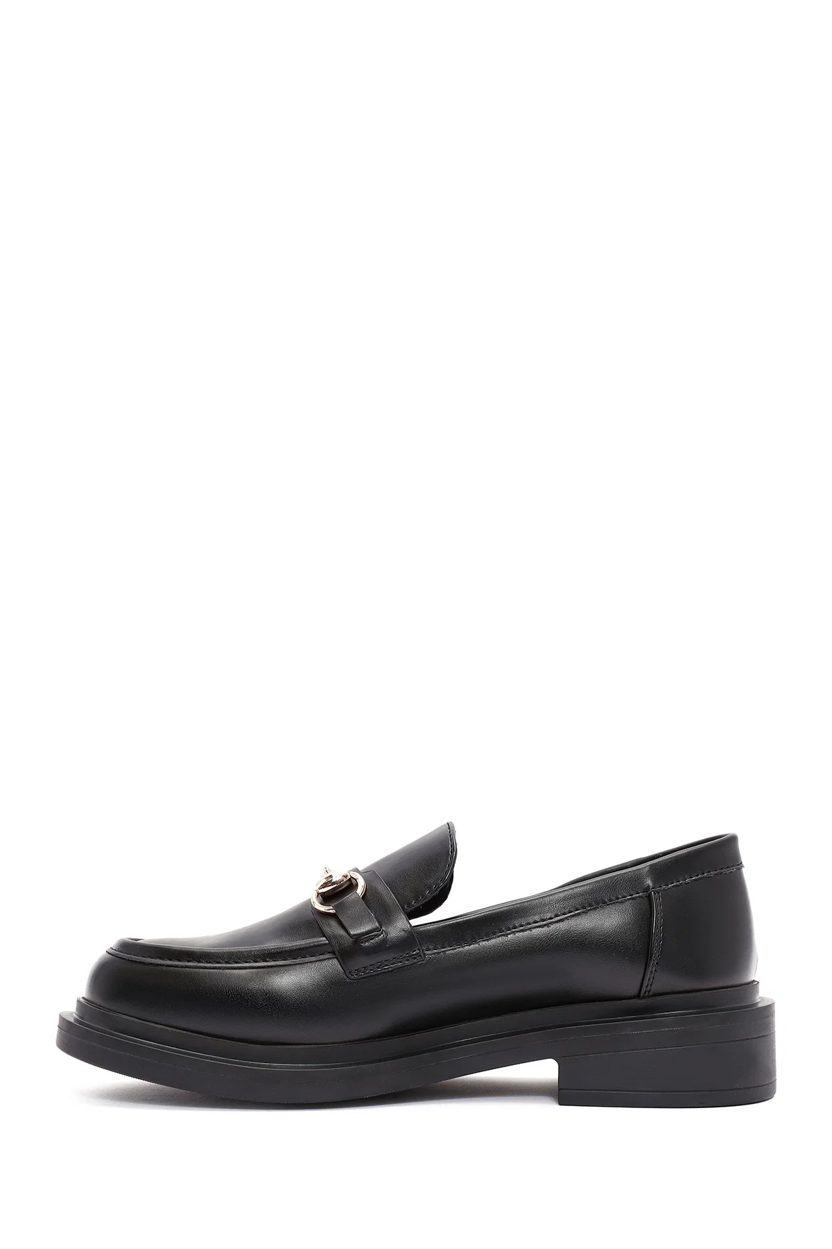 Kadın Siyah Toka Detaylı Maskülen Loafer - Image 2