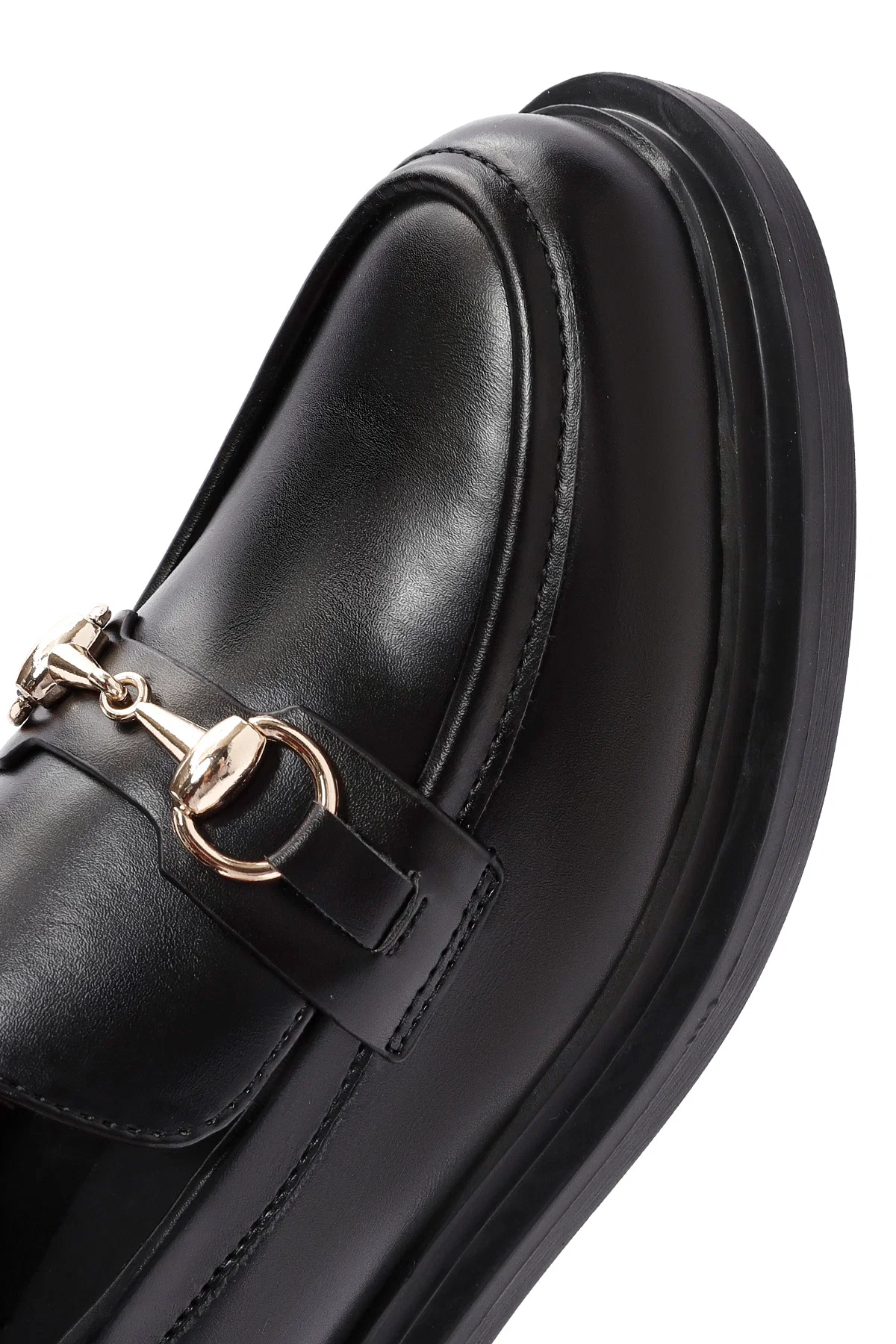 Kadın Siyah Toka Detaylı Maskülen Loafer - Image 8