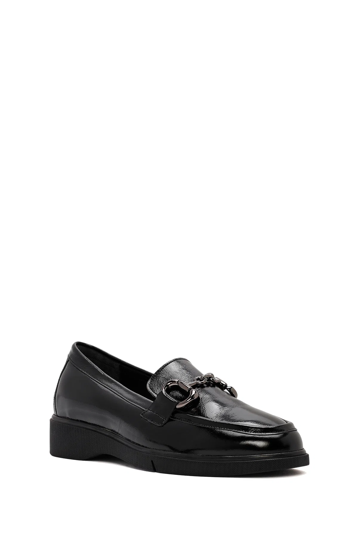 Kadın Siyah Toka Detaylı Rugan Deri Comfort Loafer - Image 6