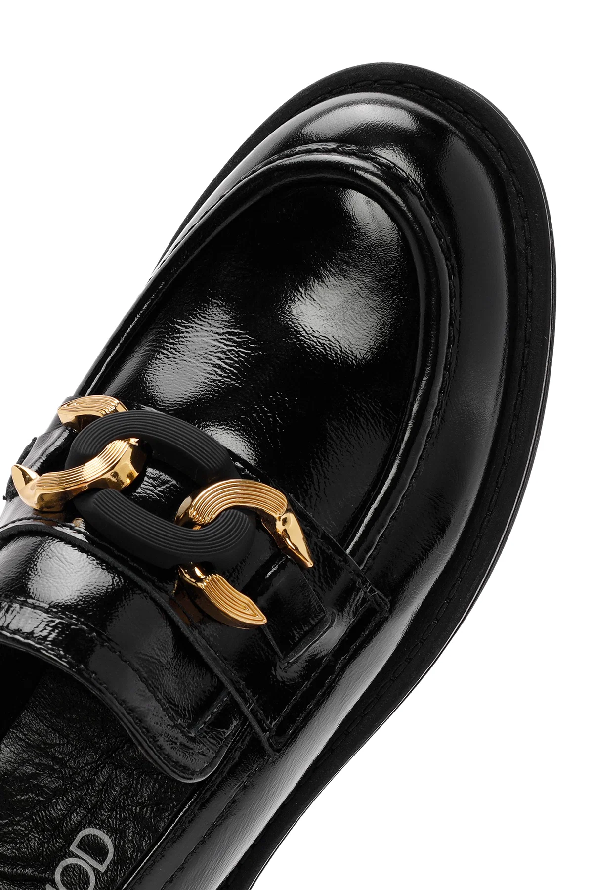 Kadın Siyah Toka Detaylı Rugan Deri Maskülen Loafer - Image 9