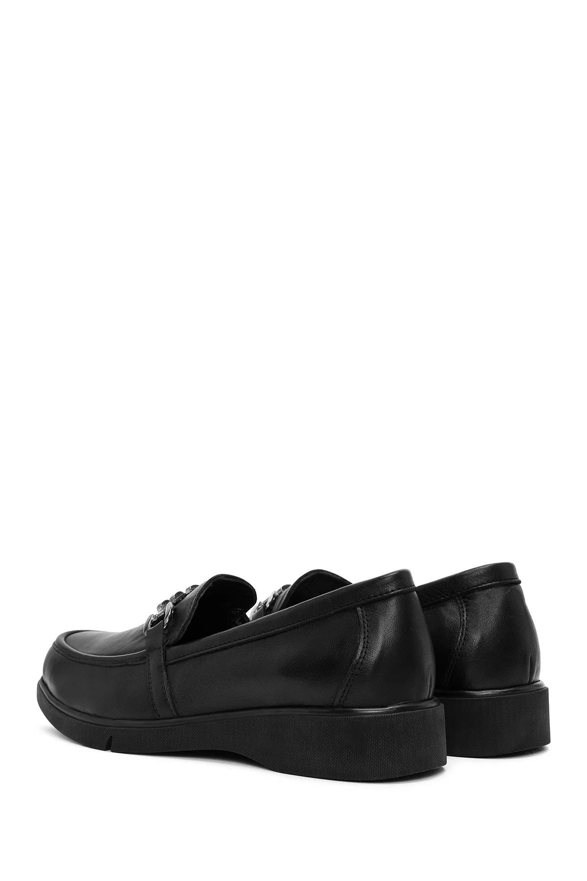 Kadın Siyah Tokalı Deri Comfort Loafer - Image 5