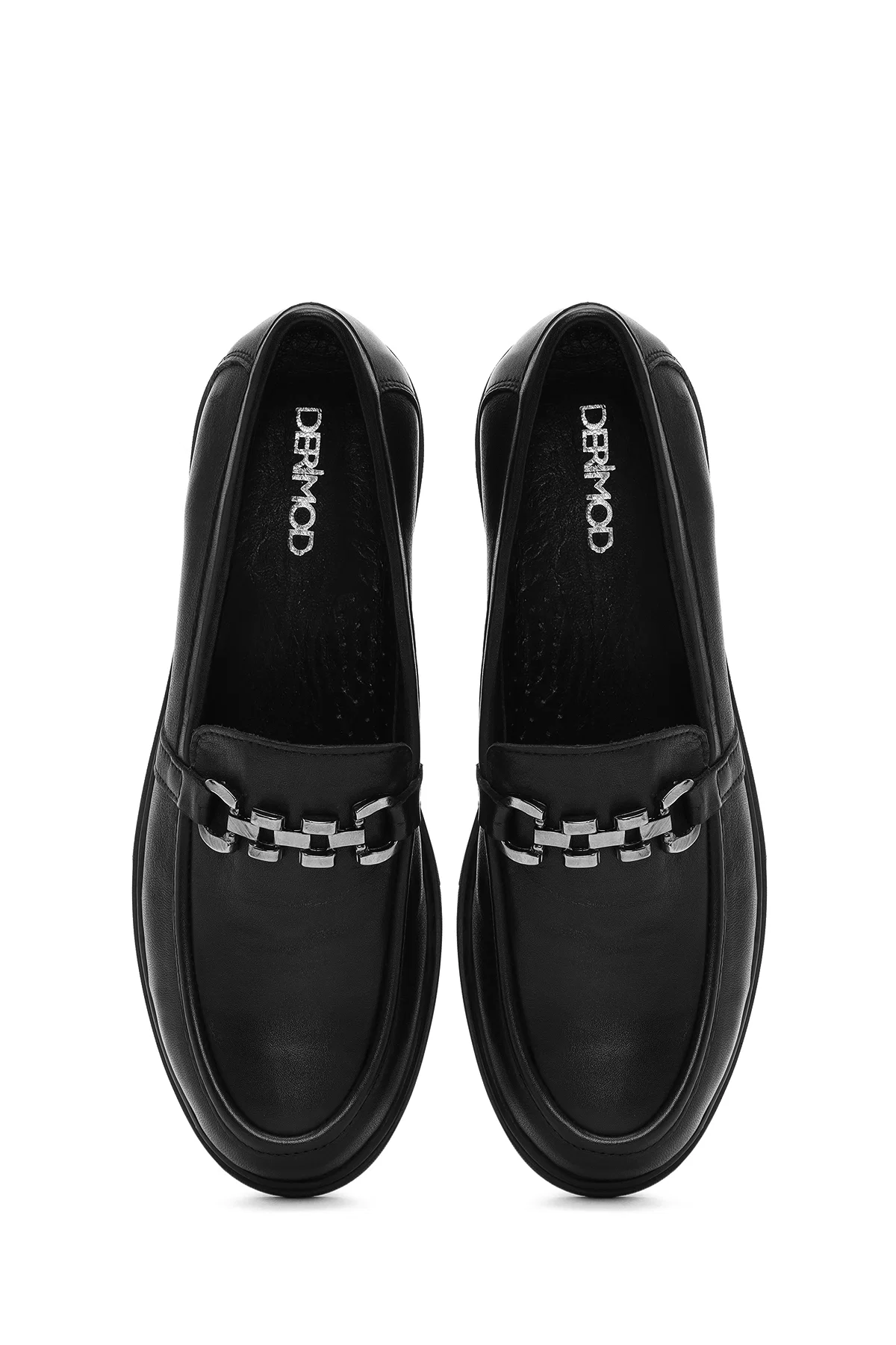 Kadın Siyah Tokalı Deri Comfort Loafer - Image 7