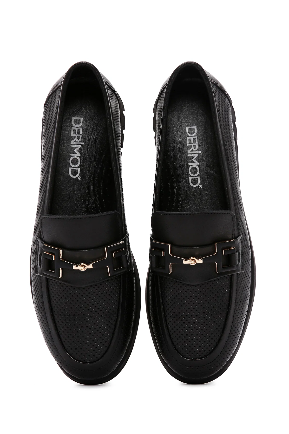 Kadın Siyah Tokalı Deri Comfort Loafer - Image 6