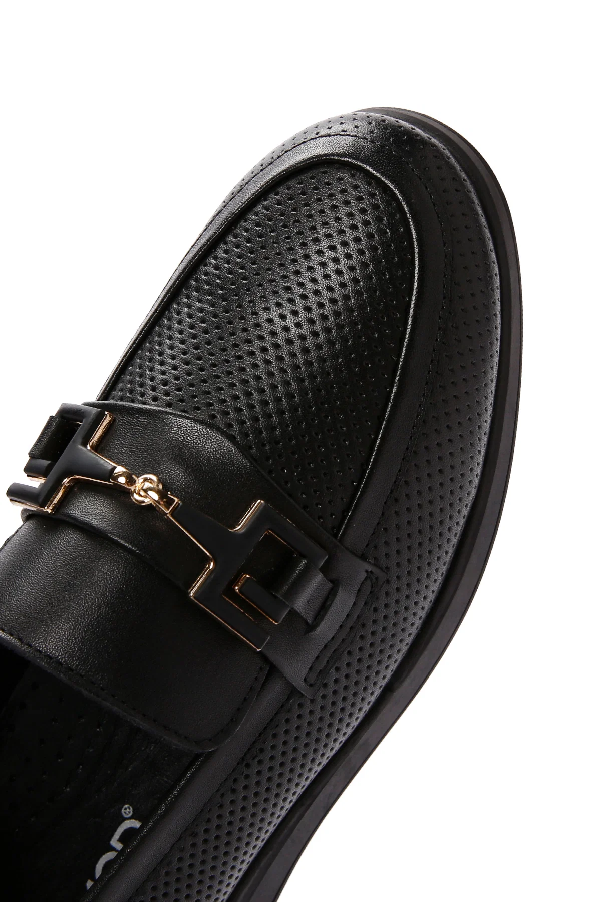 Kadın Siyah Tokalı Deri Comfort Loafer - Image 9