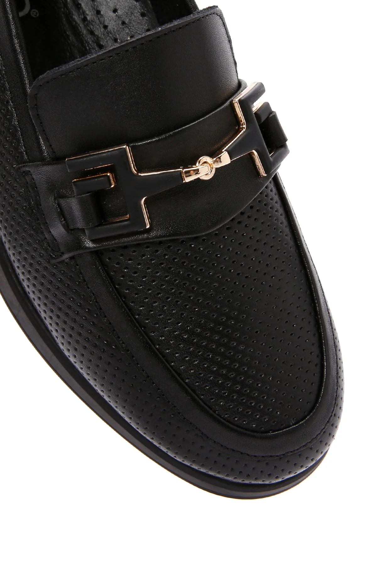 Kadın Siyah Tokalı Deri Comfort Loafer - Image 10