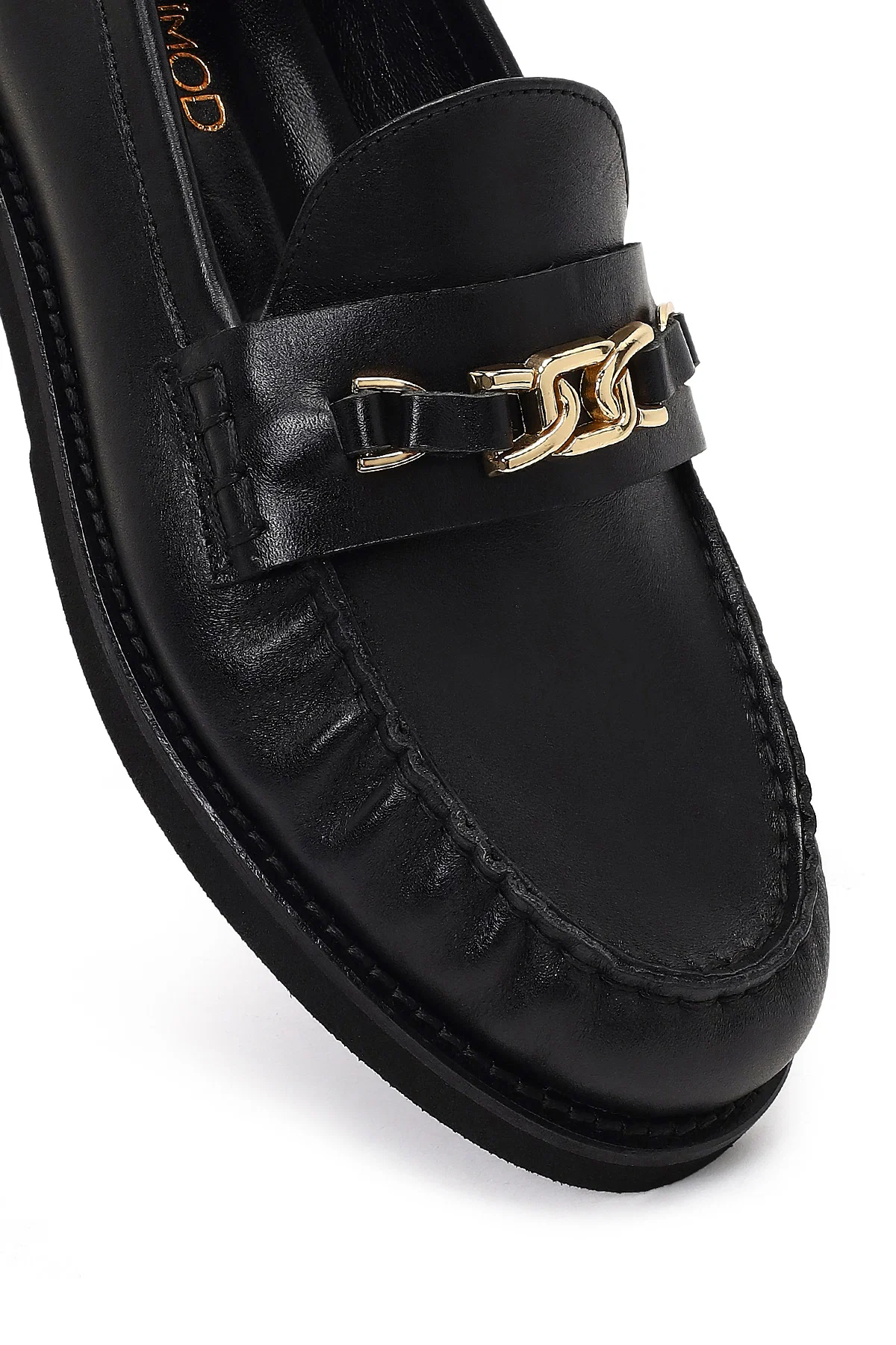 Kadın Siyah Tokalı Deri Loafer - Image 11