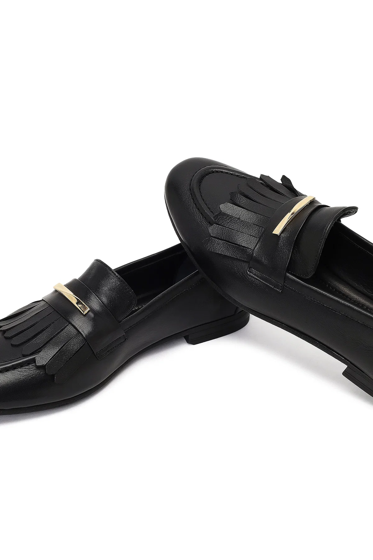 Kadın Siyah Tokalı Deri Loafer - Image 10