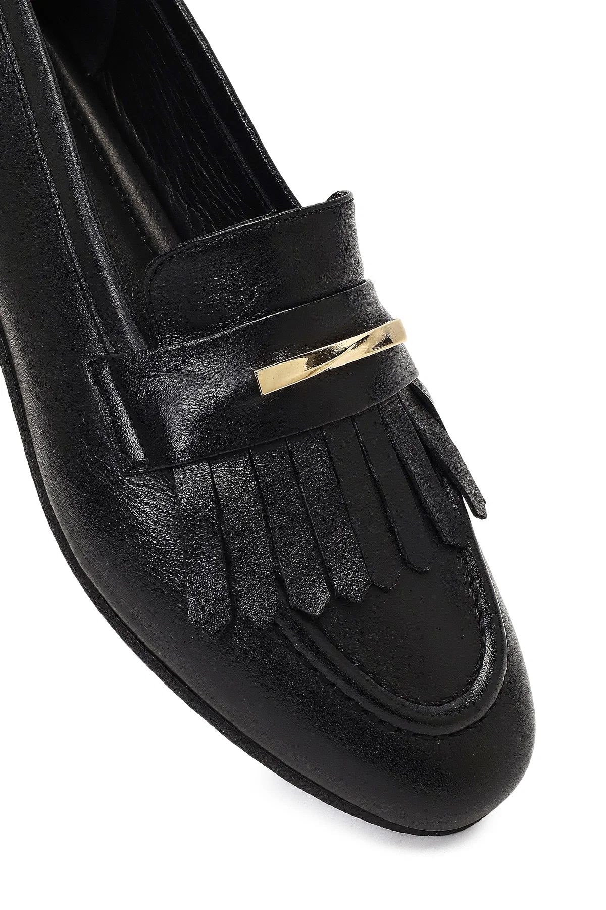 Kadın Siyah Tokalı Deri Loafer - Image 8