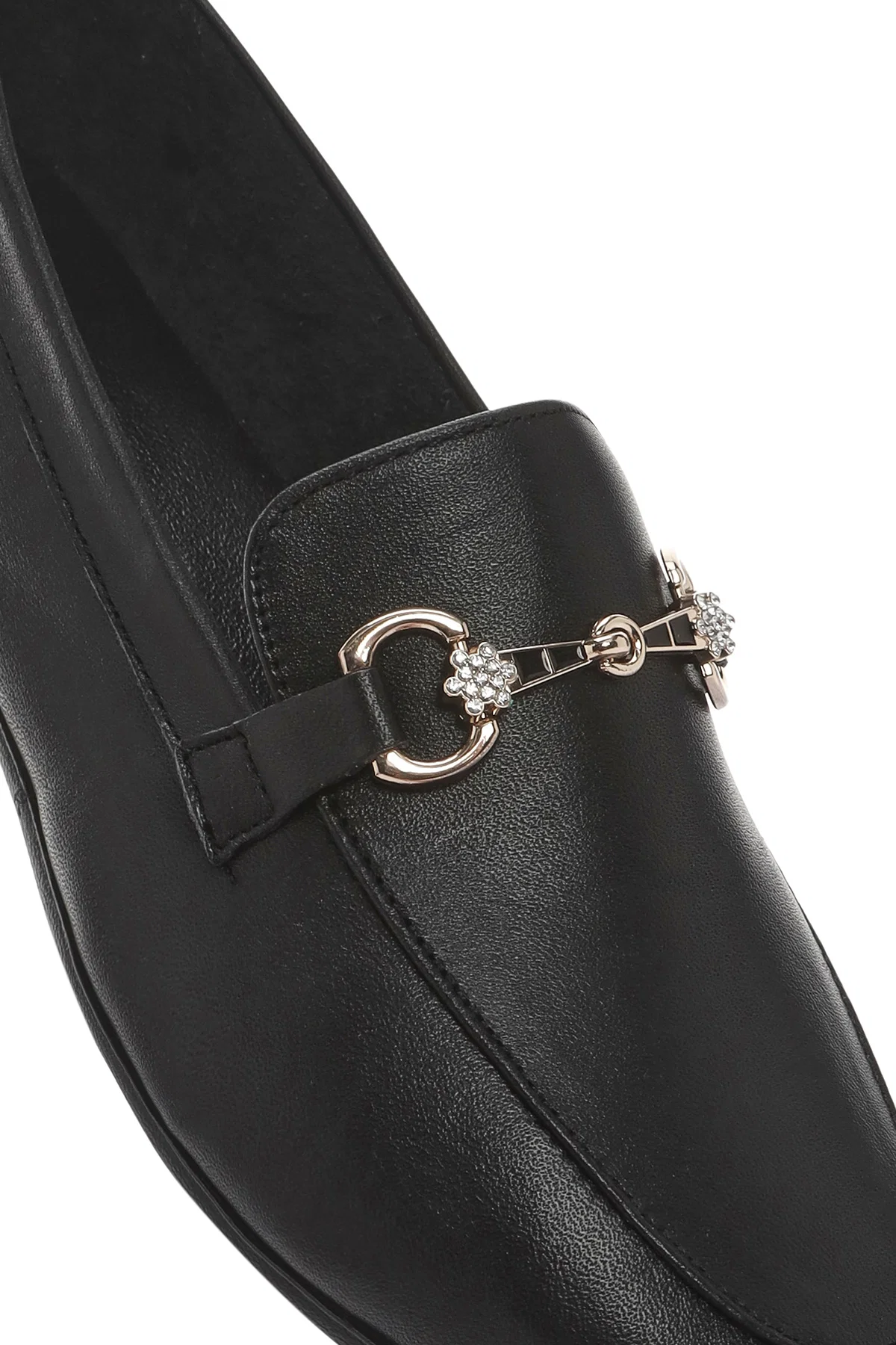 Kadın Siyah Tokalı Deri Loafer - Image 8