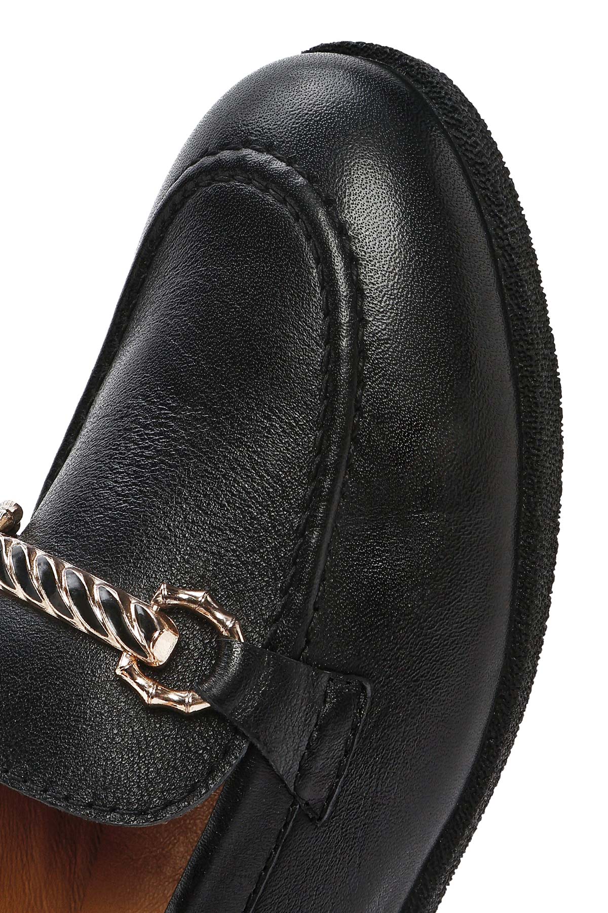 Kadın Siyah Tokalı Deri Loafer - Image 8