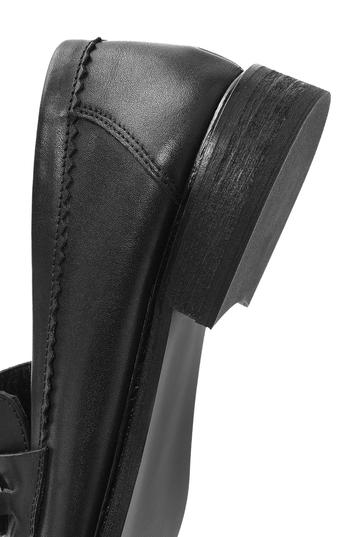 Kadın Siyah Tokalı Deri Maskülen Loafer - Image 10