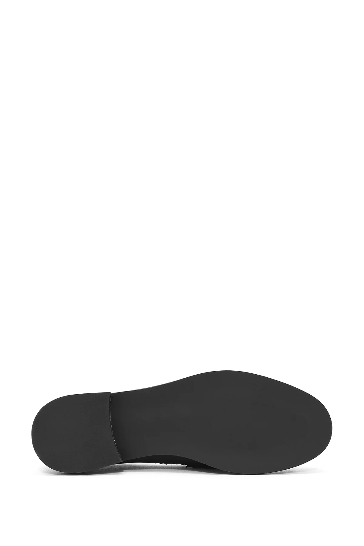 Kadın Siyah Tokalı Deri Maskülen Loafer - Image 5