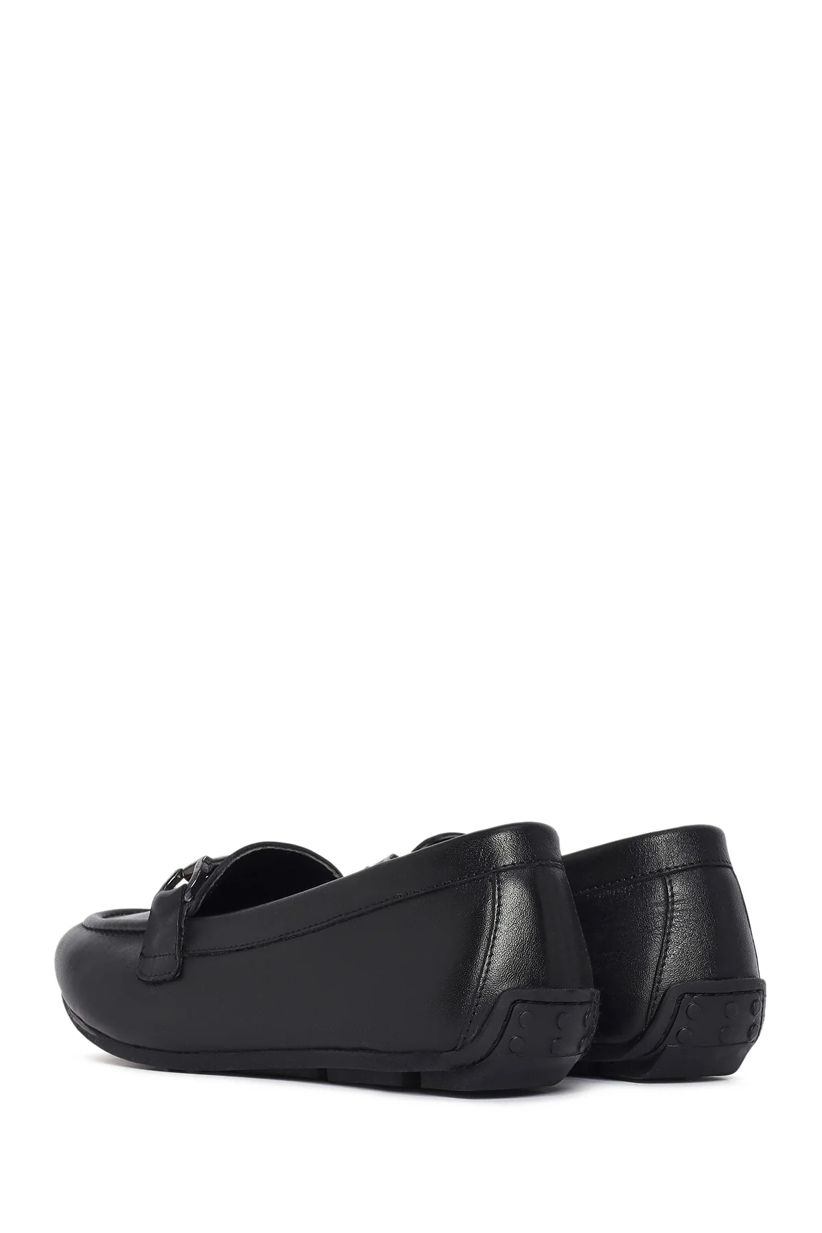 Kadın Siyah Tokalı Deri Loafer - Image 6
