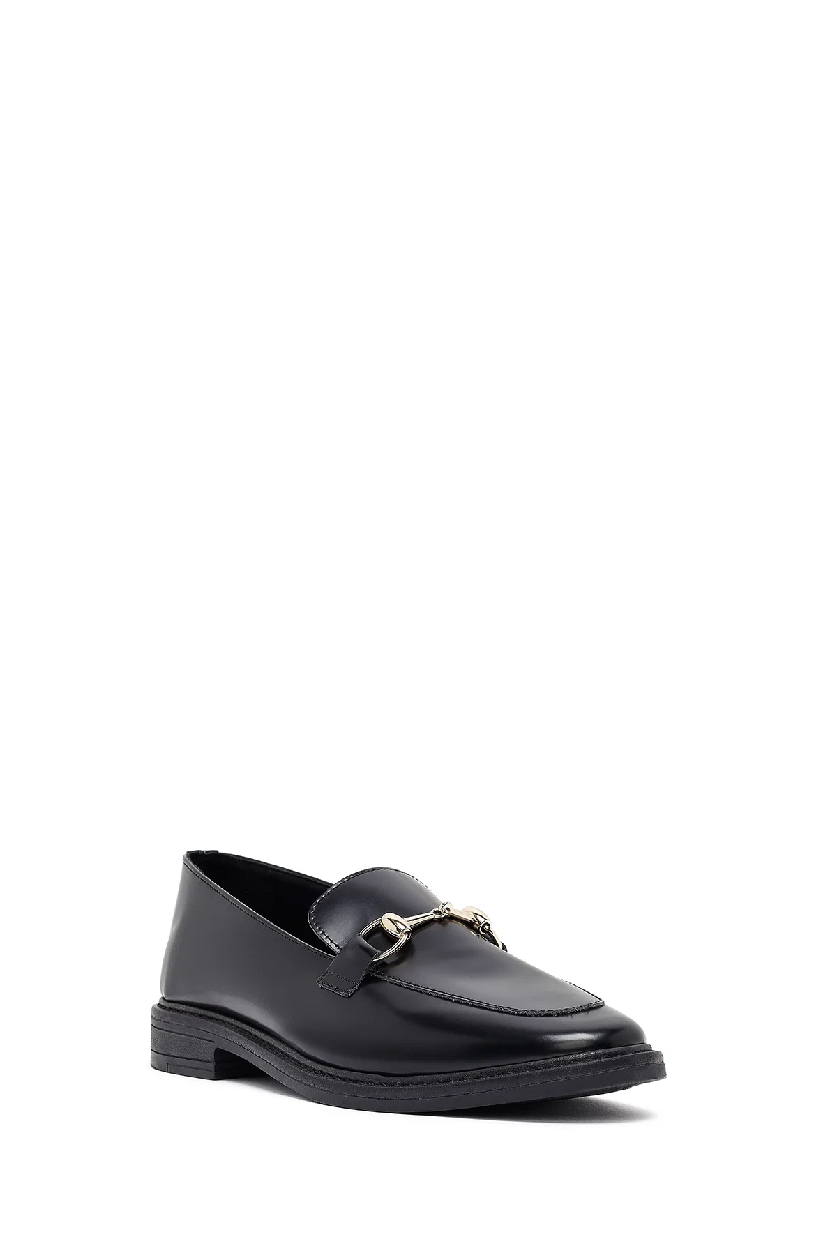Kadın Siyah Tokalı Deri Maskülen Loafer - Image 6