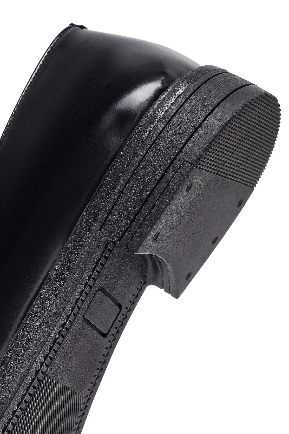 Kadın Siyah Tokalı Deri Maskülen Loafer - Image 8
