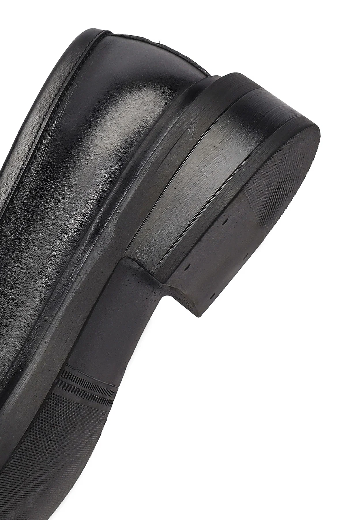 Kadın Siyah Tokalı Deri Maskülen Loafer - Image 8