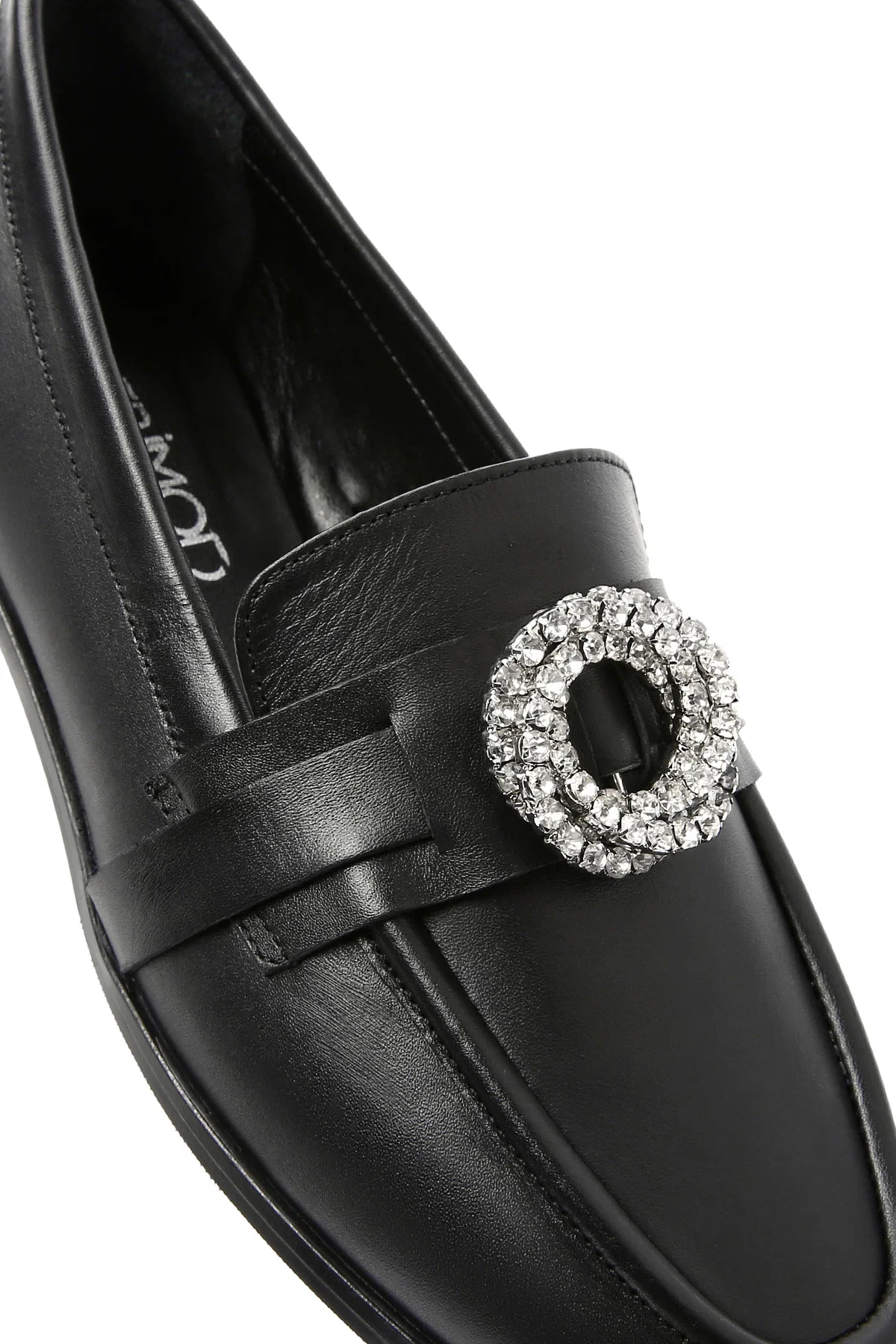 Kadın Siyah Tokalı Deri Maskülen Loafer - Image 9