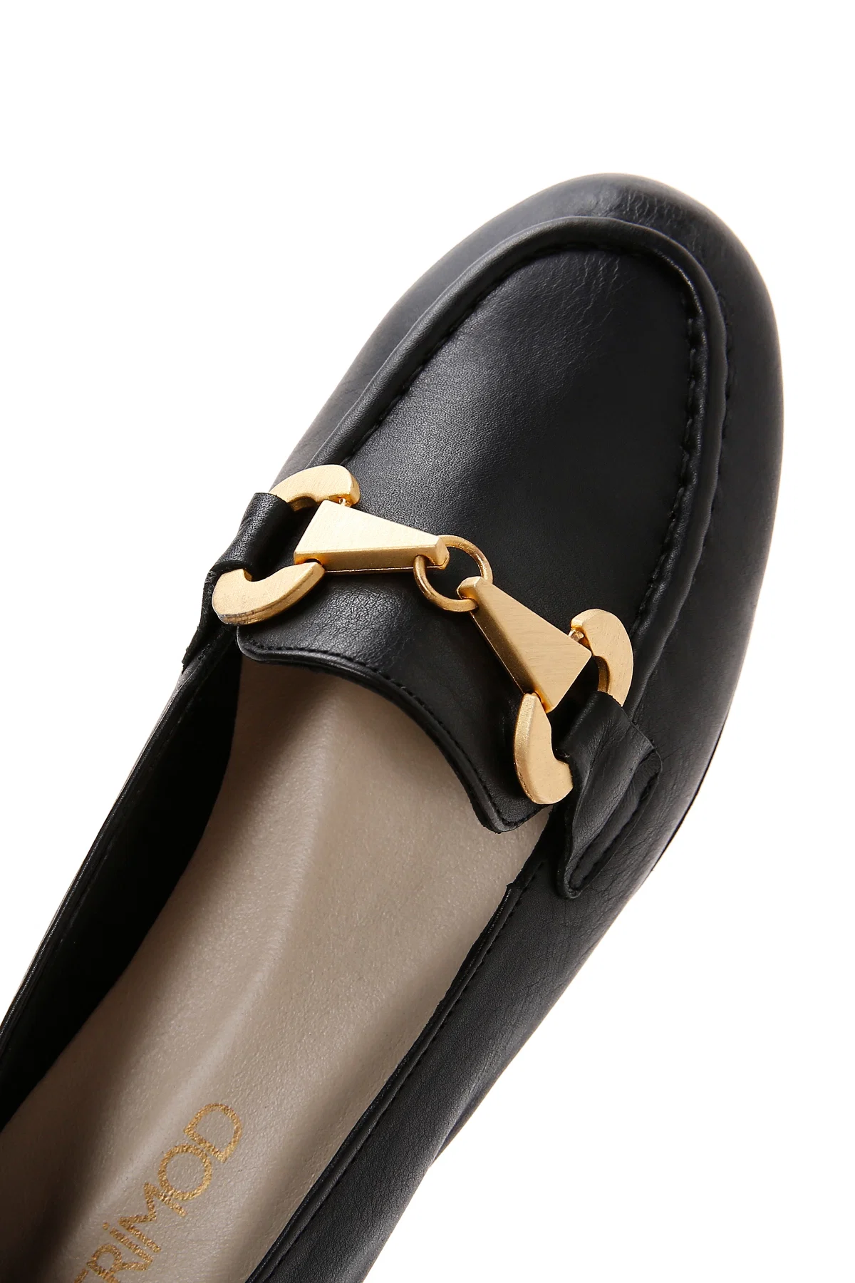 Kadın Siyah Tokalı Deri Maskülen Loafer - Image 7