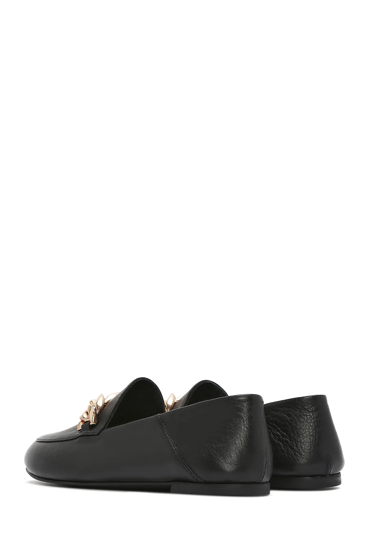 Kadın Siyah Tokalı Deri Maskülen Loafer - Image 6
