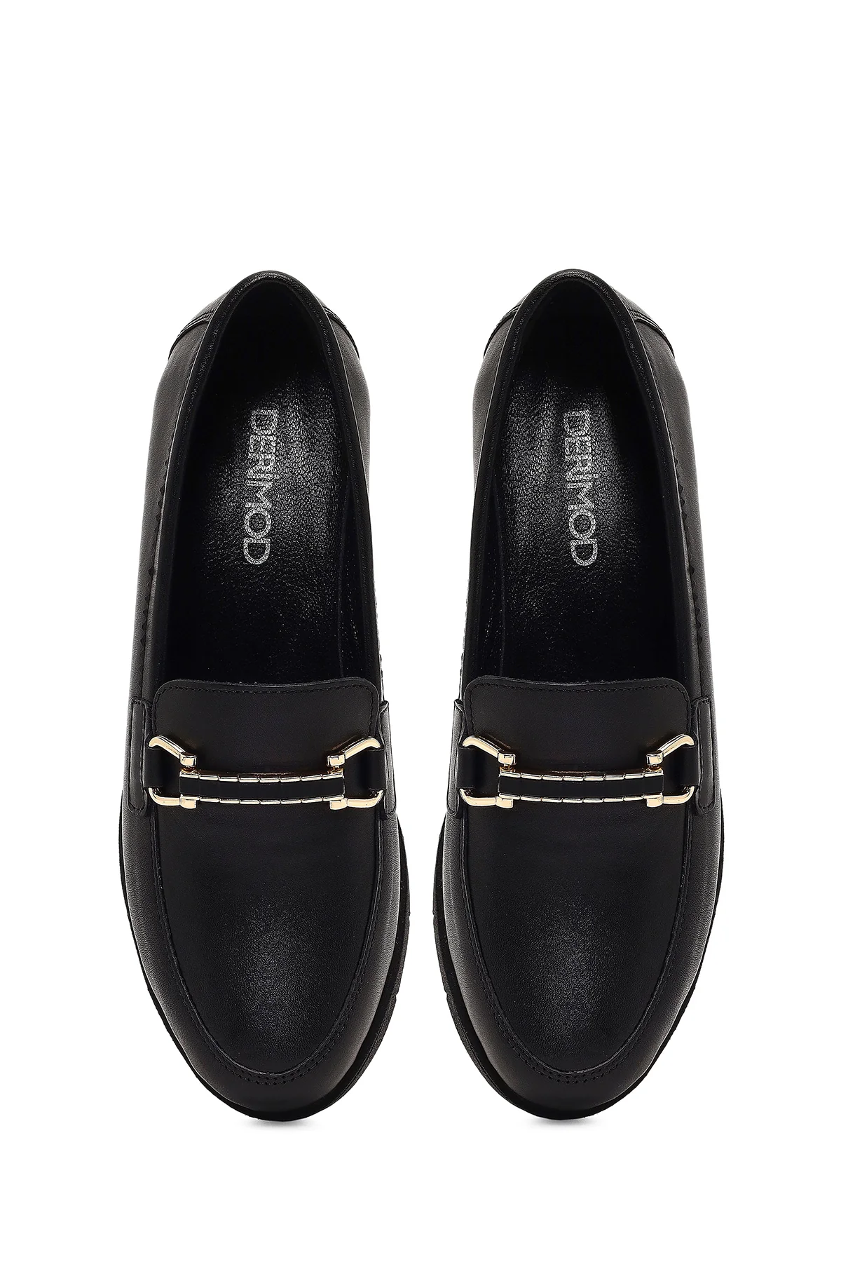 Kadın Siyah Tokalı Dolgu Topuklu Deri Comfort Loafer - Image 7