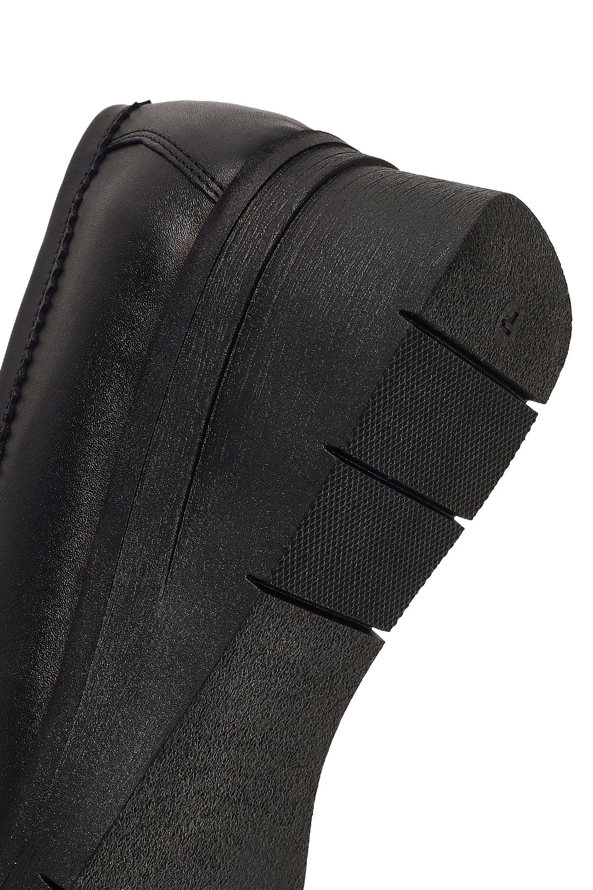 Kadın Siyah Tokalı Dolgu Topuklu Deri Comfort Loafer - Image 8
