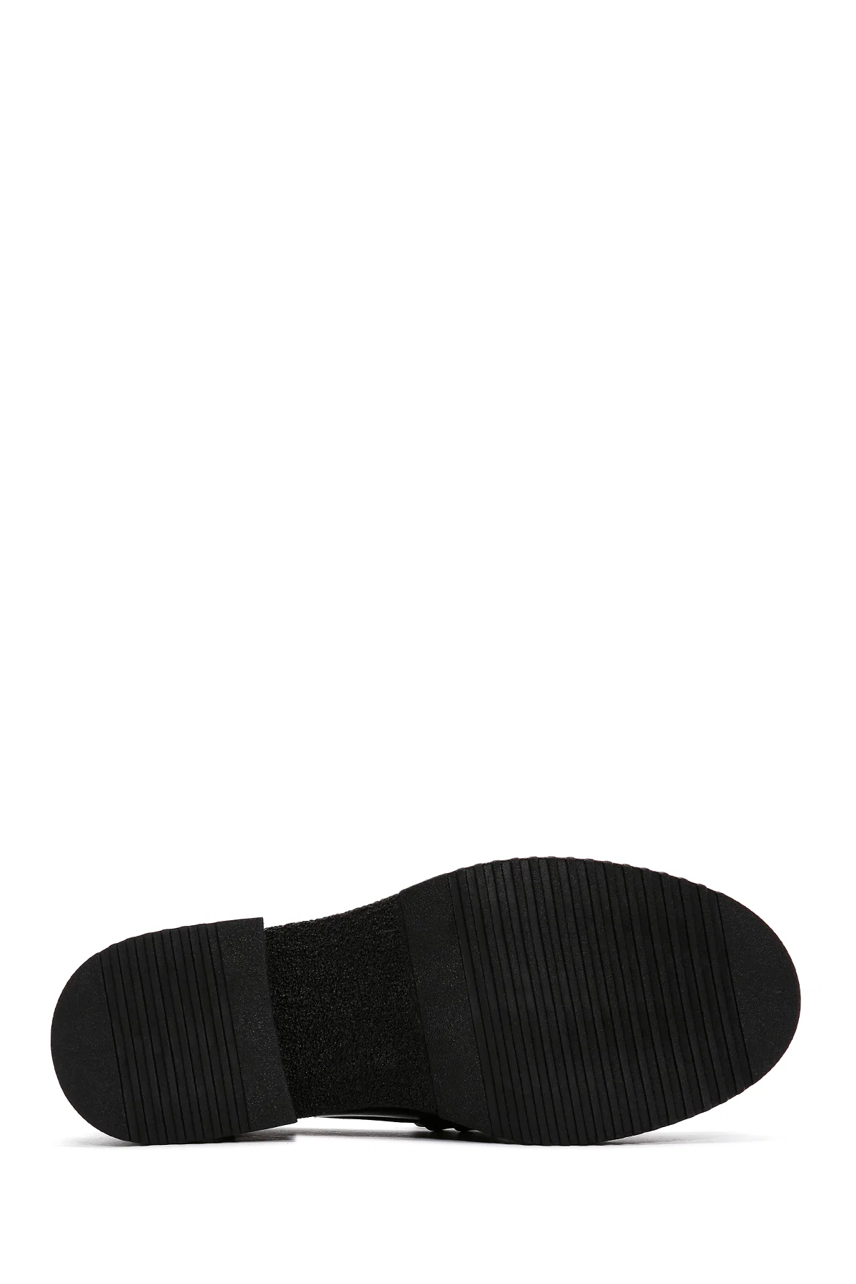 Kadın Siyah Tokalı Kalın Tabanlı Deri Maskülen Loafer - Image 4