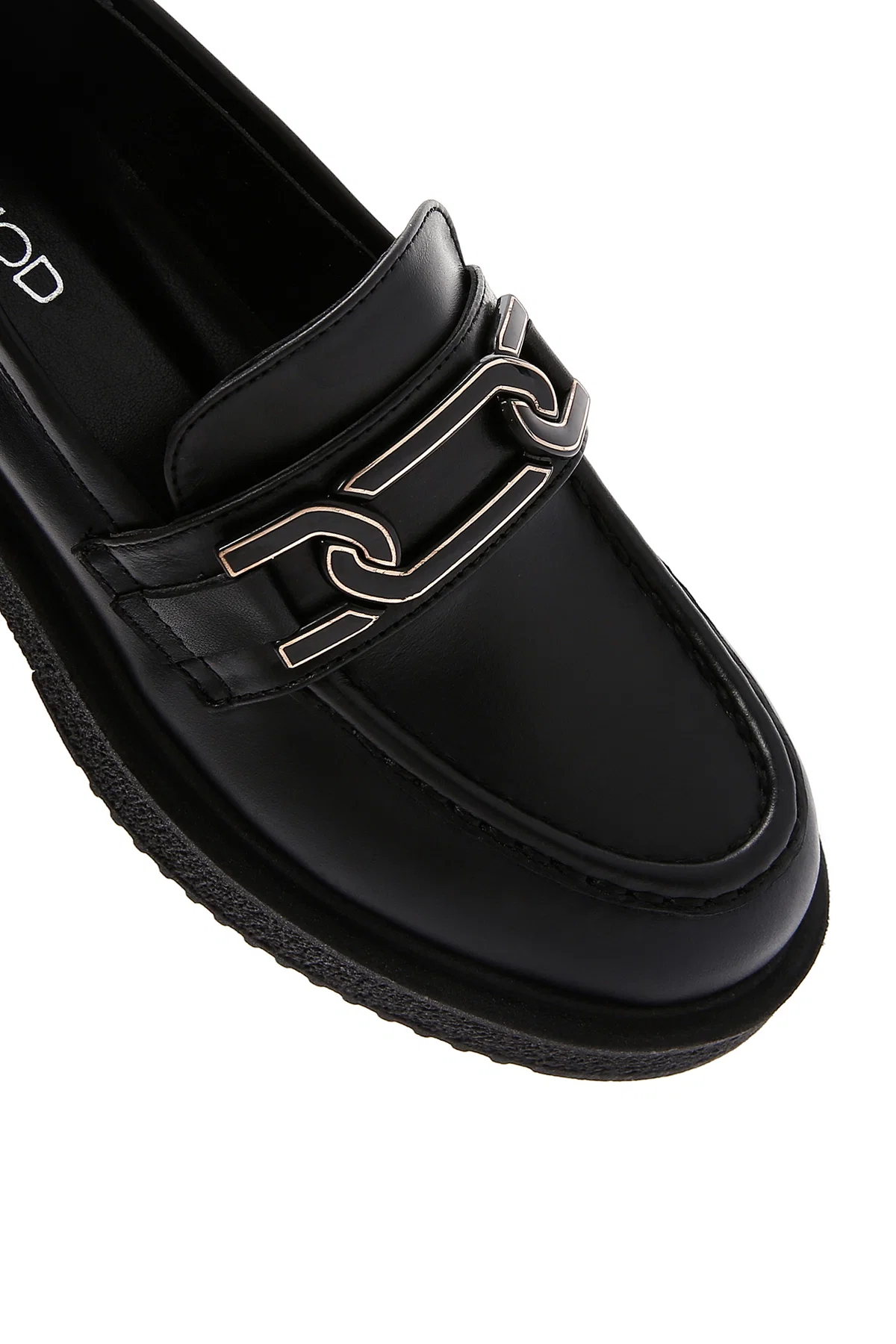 Kadın Siyah Tokalı Kalın Tabanlı Deri Maskülen Loafer - Image 8