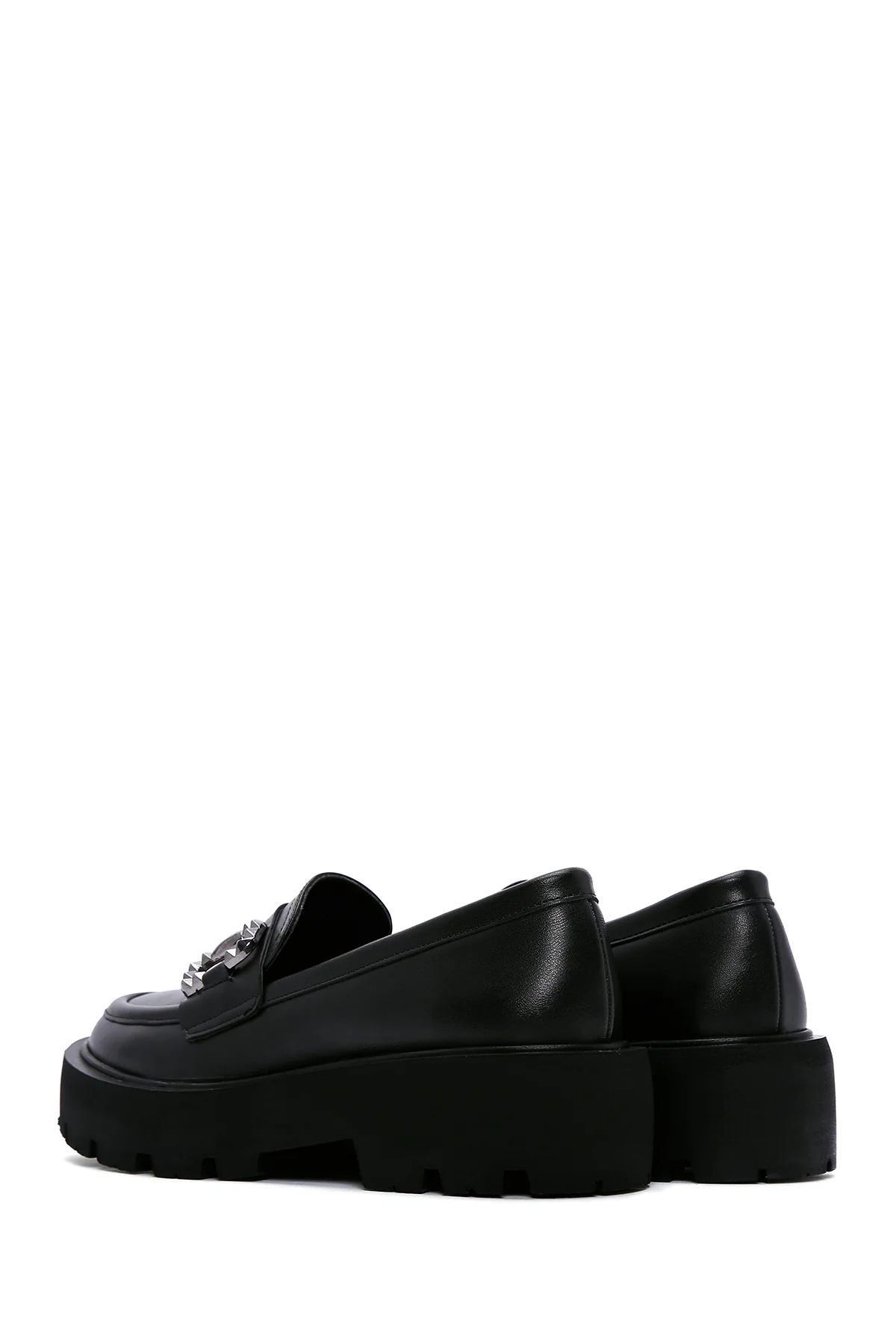 Kadın Siyah Tokalı Kalın Tabanlı Maskülen Loafer - Image 6