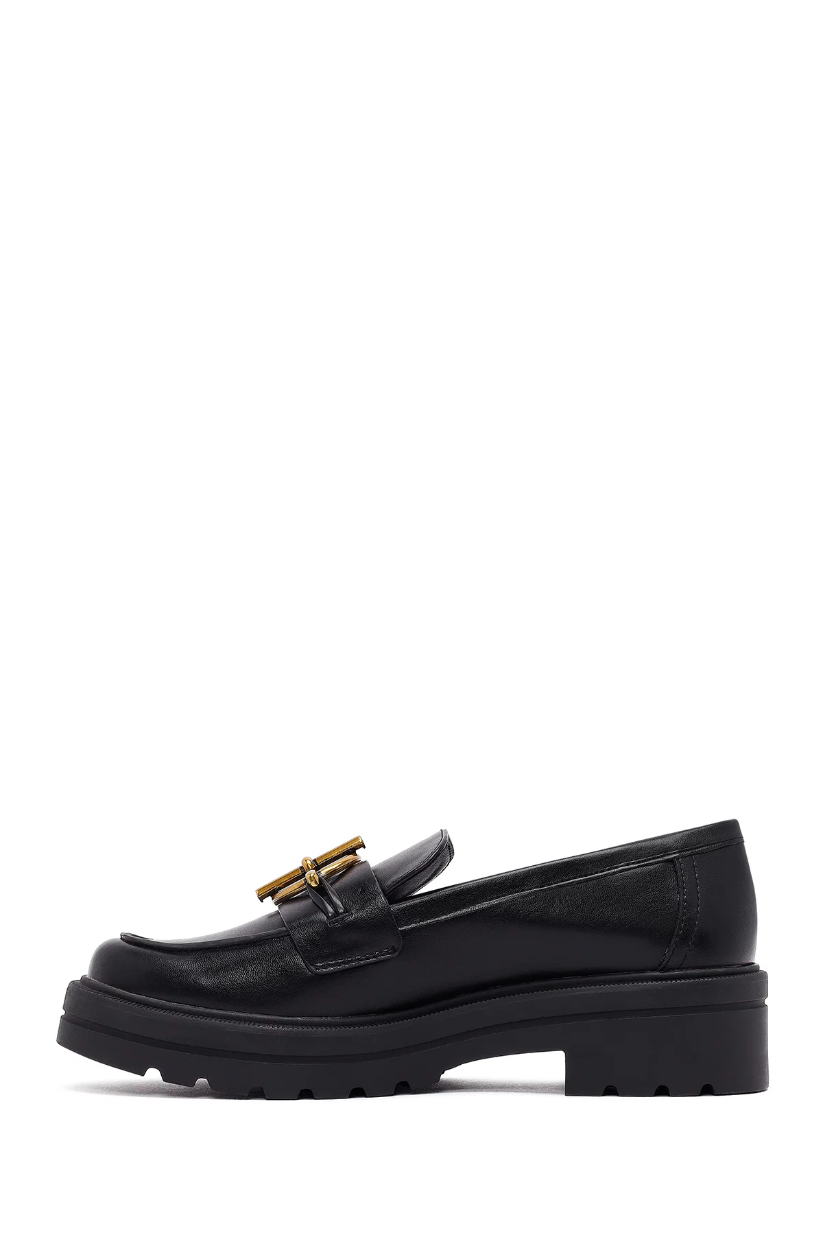 Kadın Siyah Tokalı Kalın Tabanlı Maskülen Loafer - Image 2