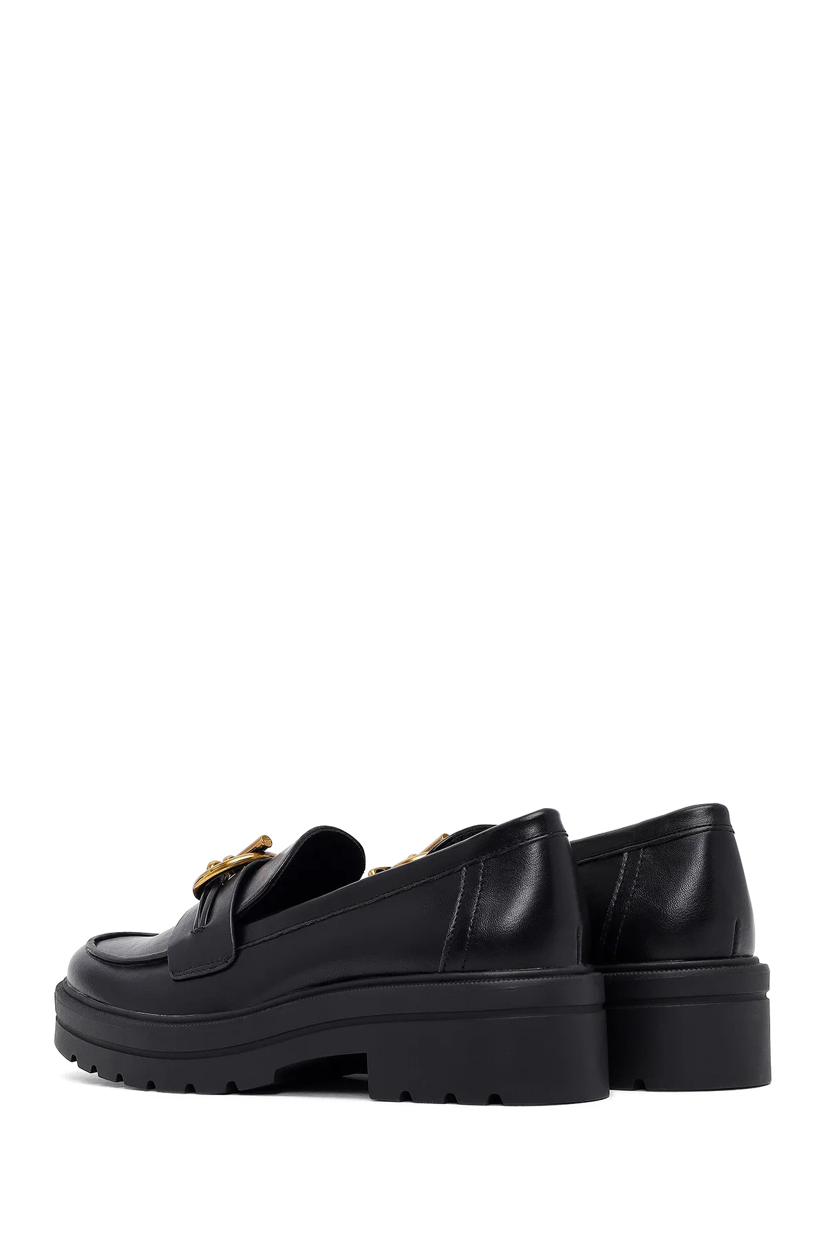 Kadın Siyah Tokalı Kalın Tabanlı Maskülen Loafer - Image 5