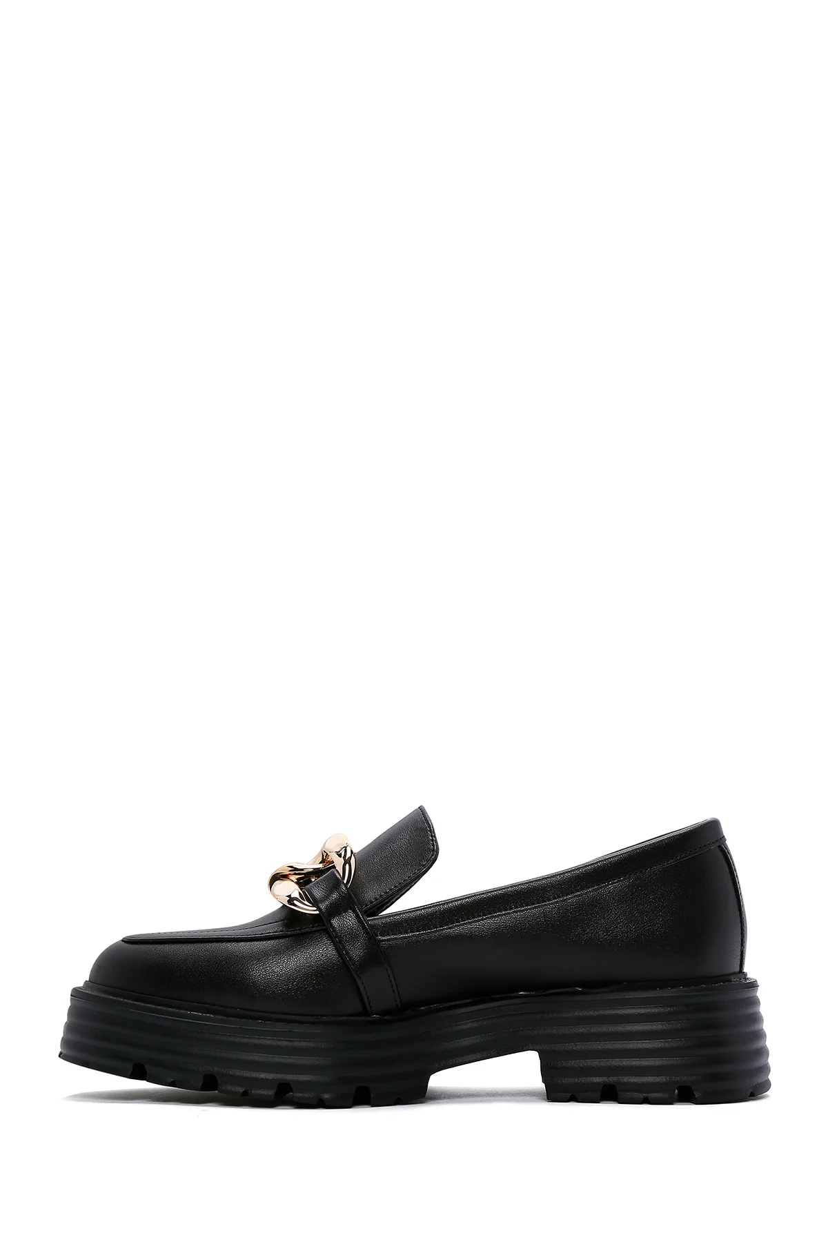 Kadın Siyah Tokalı Maskülen Loafer - Image 2
