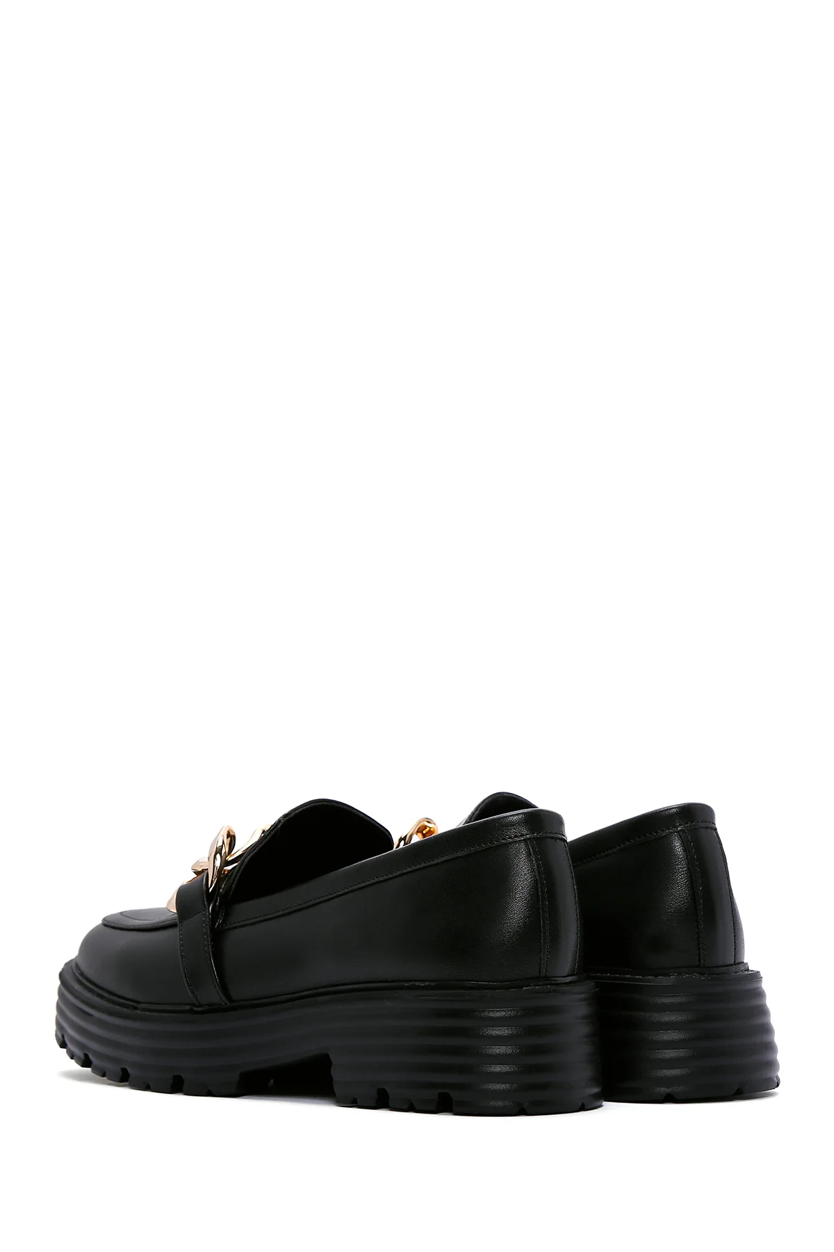 Kadın Siyah Tokalı Maskülen Loafer - Image 5