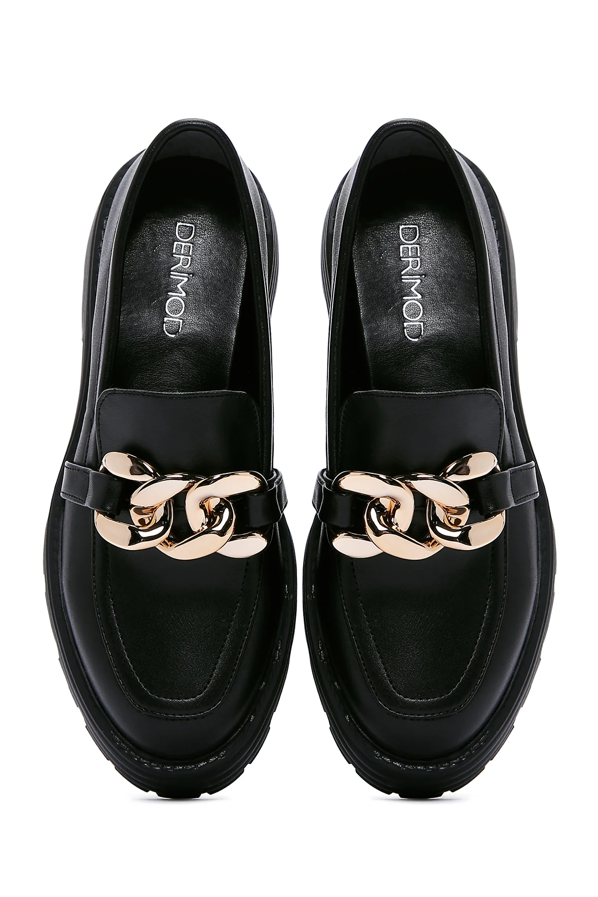 Kadın Siyah Tokalı Maskülen Loafer - Image 6