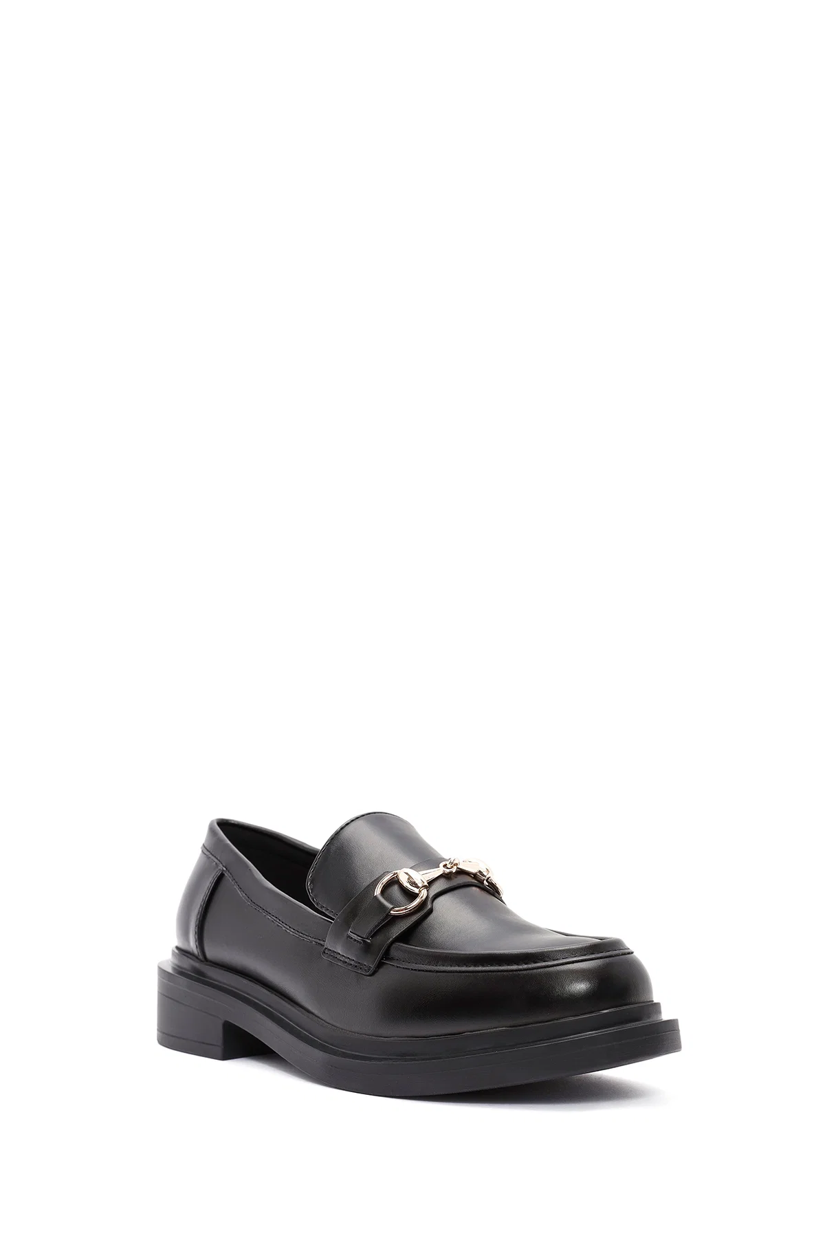 Kadın Siyah Tokalı Maskülen Loafer - Image 6