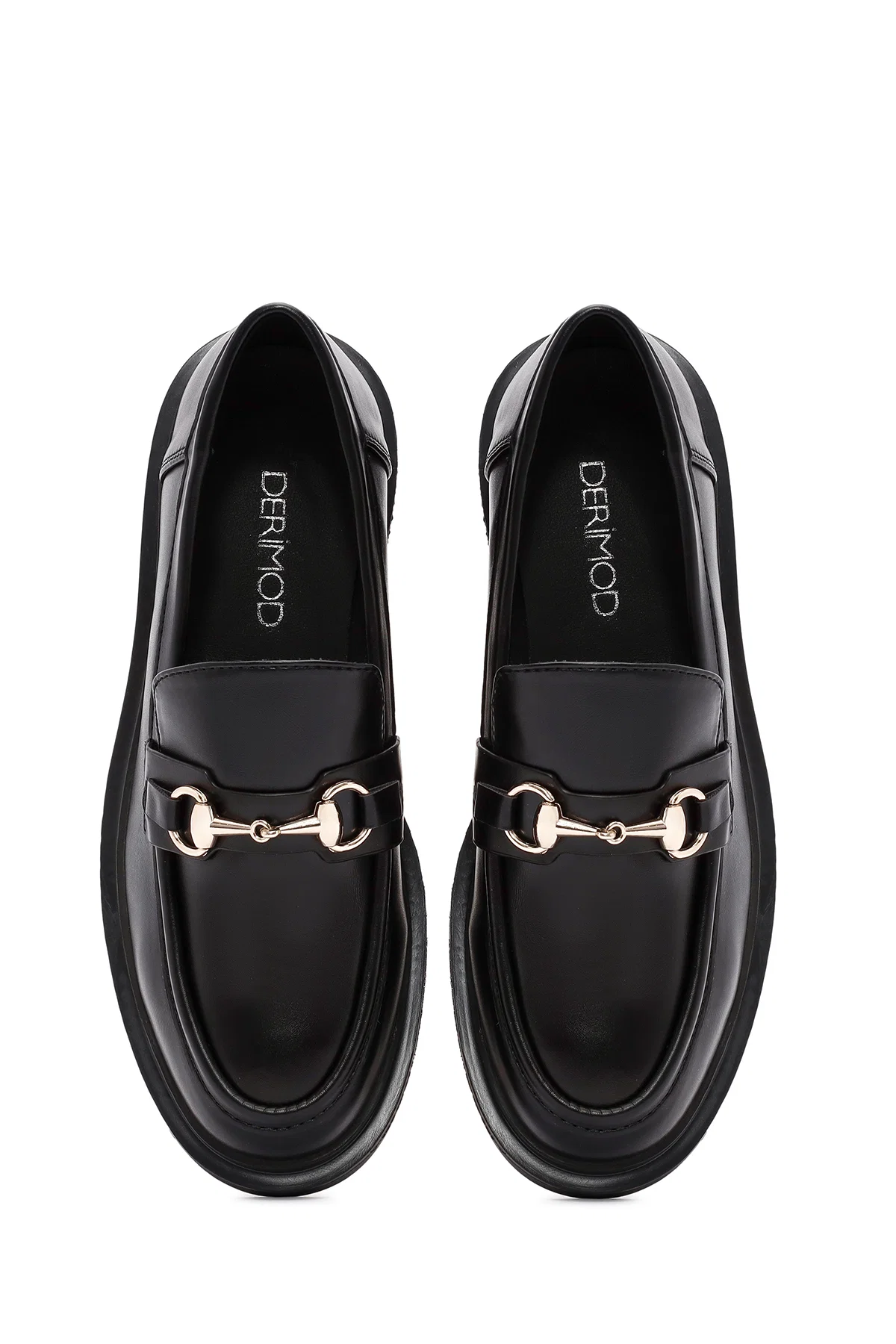 Kadın Siyah Tokalı Maskülen Loafer - Image 7