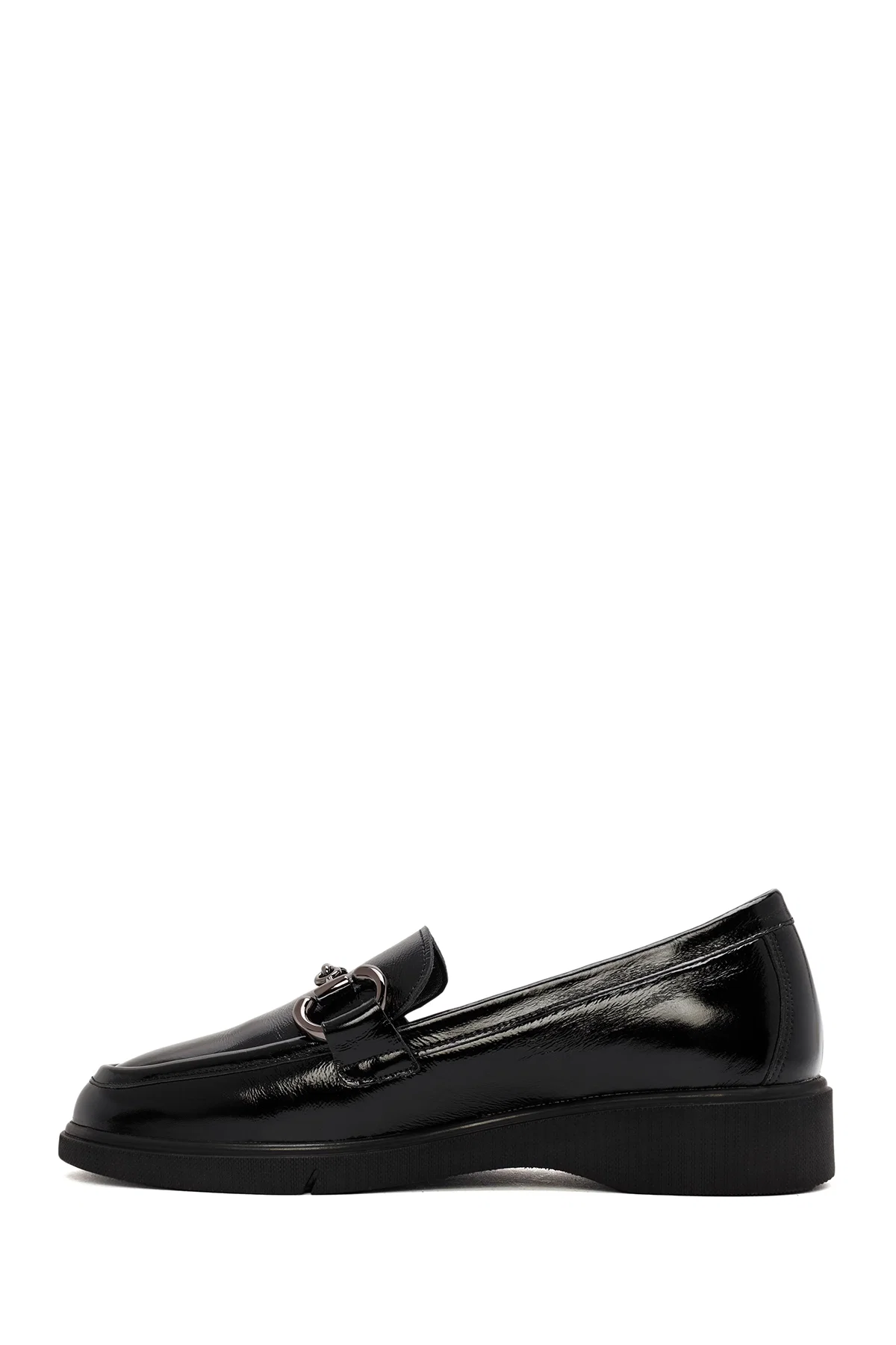 Kadın Siyah Tokalı Rugan Deri Comfort Loafer - Image 2