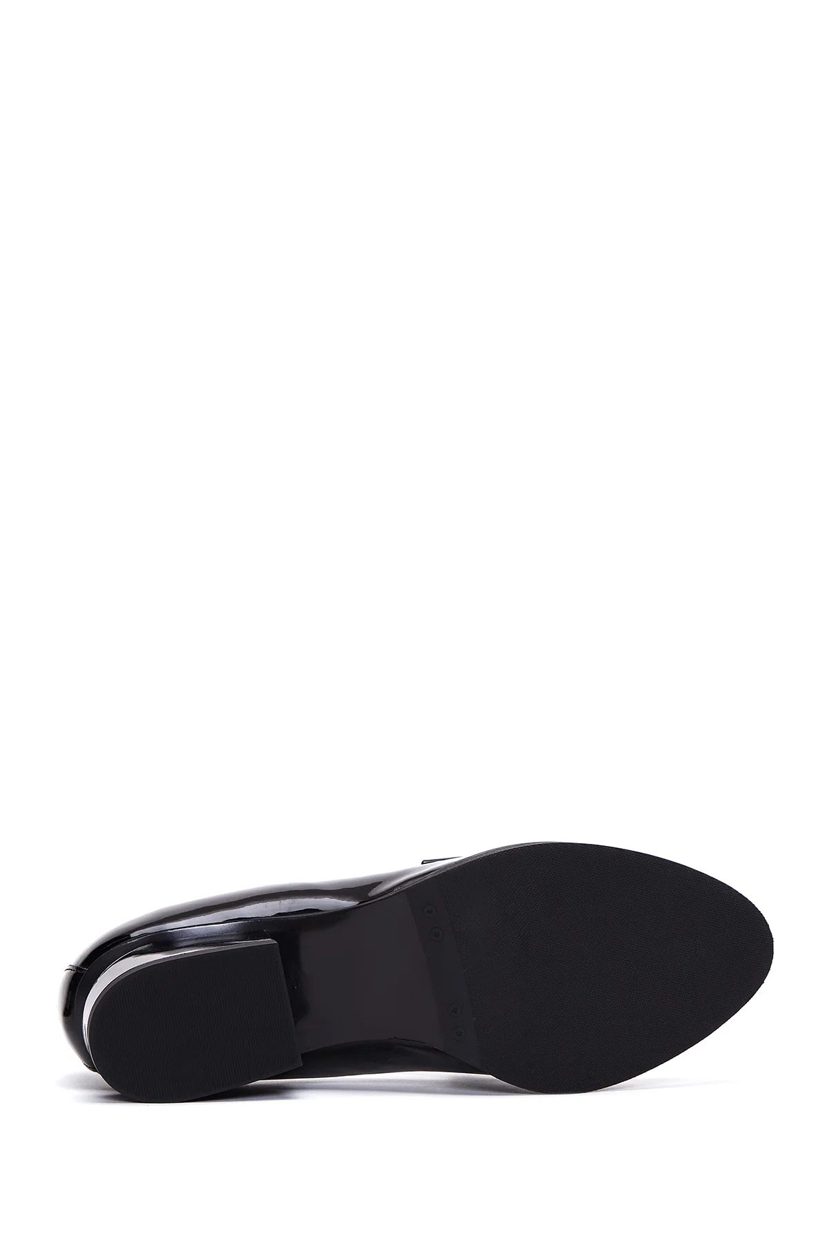 Kadın Siyah Topuklu Rugan Maskülen Loafer - Image 4
