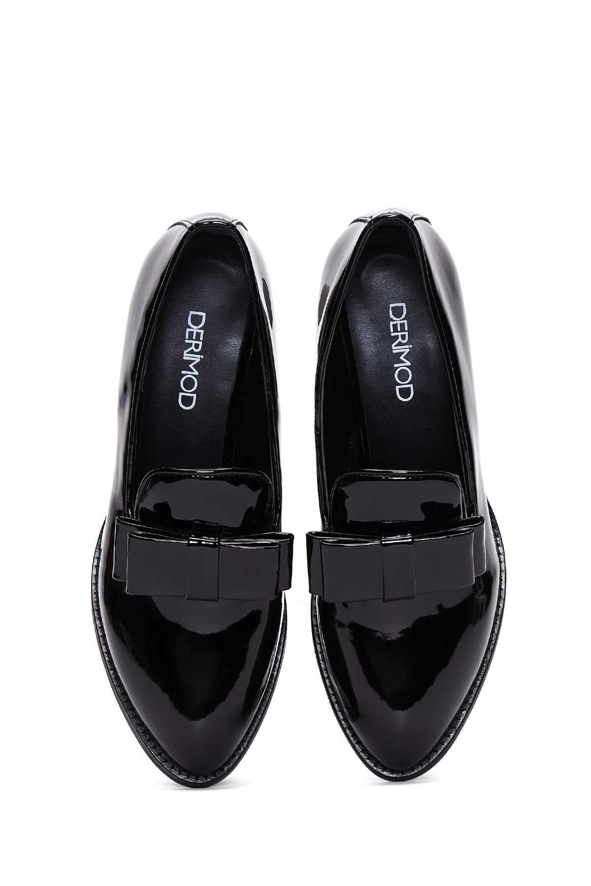 Kadın Siyah Topuklu Rugan Maskülen Loafer - Image 6