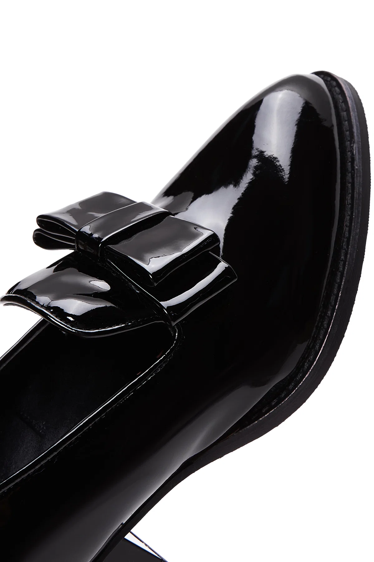 Kadın Siyah Topuklu Rugan Maskülen Loafer - Image 8