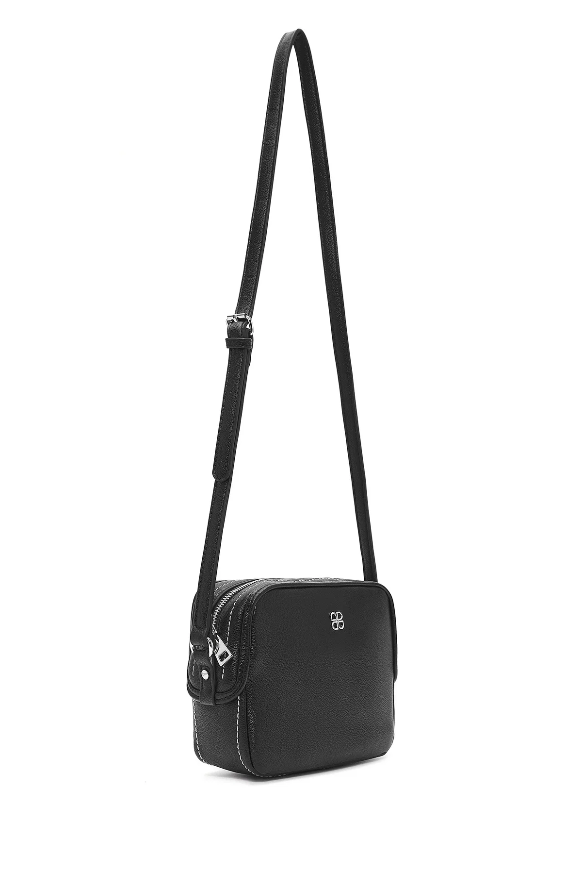 Kadın Siyah Uzun Askılı Aksesuar Detaylı Çapraz Çanta - Image 7
