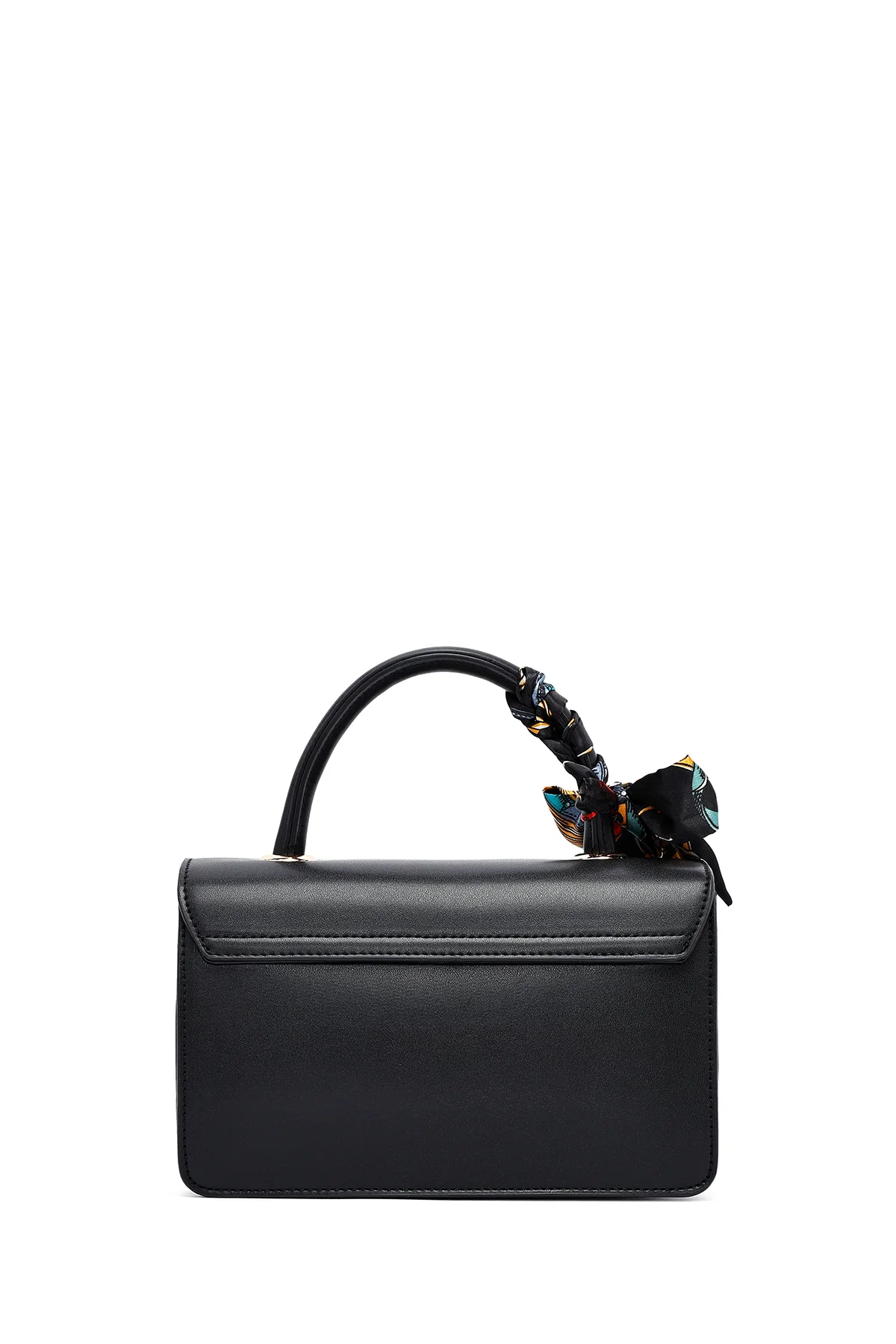 Kadın Siyah Uzun Askılı Baskılı Çapraz Çanta - Image 4
