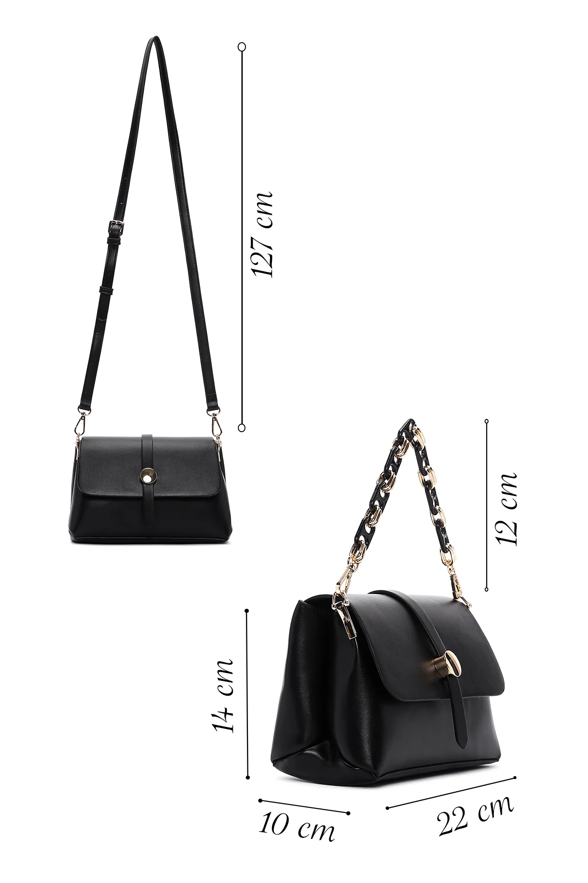 Kadın Siyah Uzun Askılı Çapraz Çanta - Image 2
