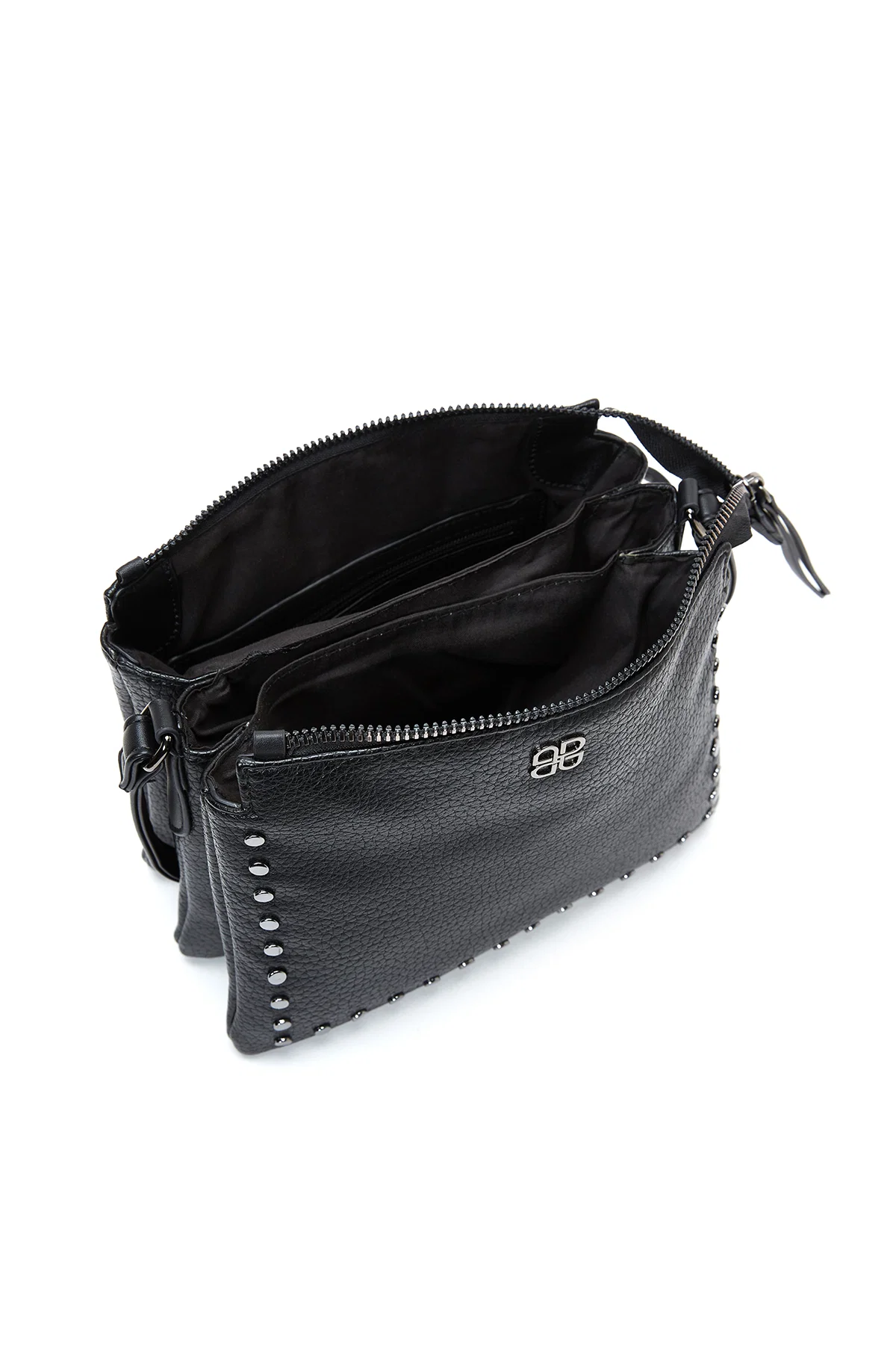 Kadın Siyah Uzun Askılı Metal Detaylı Çapraz Çanta - Image 6