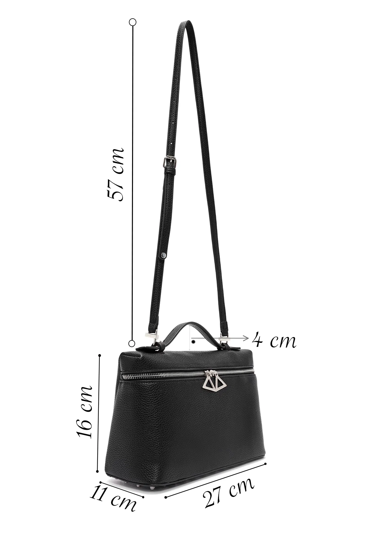 Kadın Siyah Uzun Askılı Mini Kol Çantası - Image 2