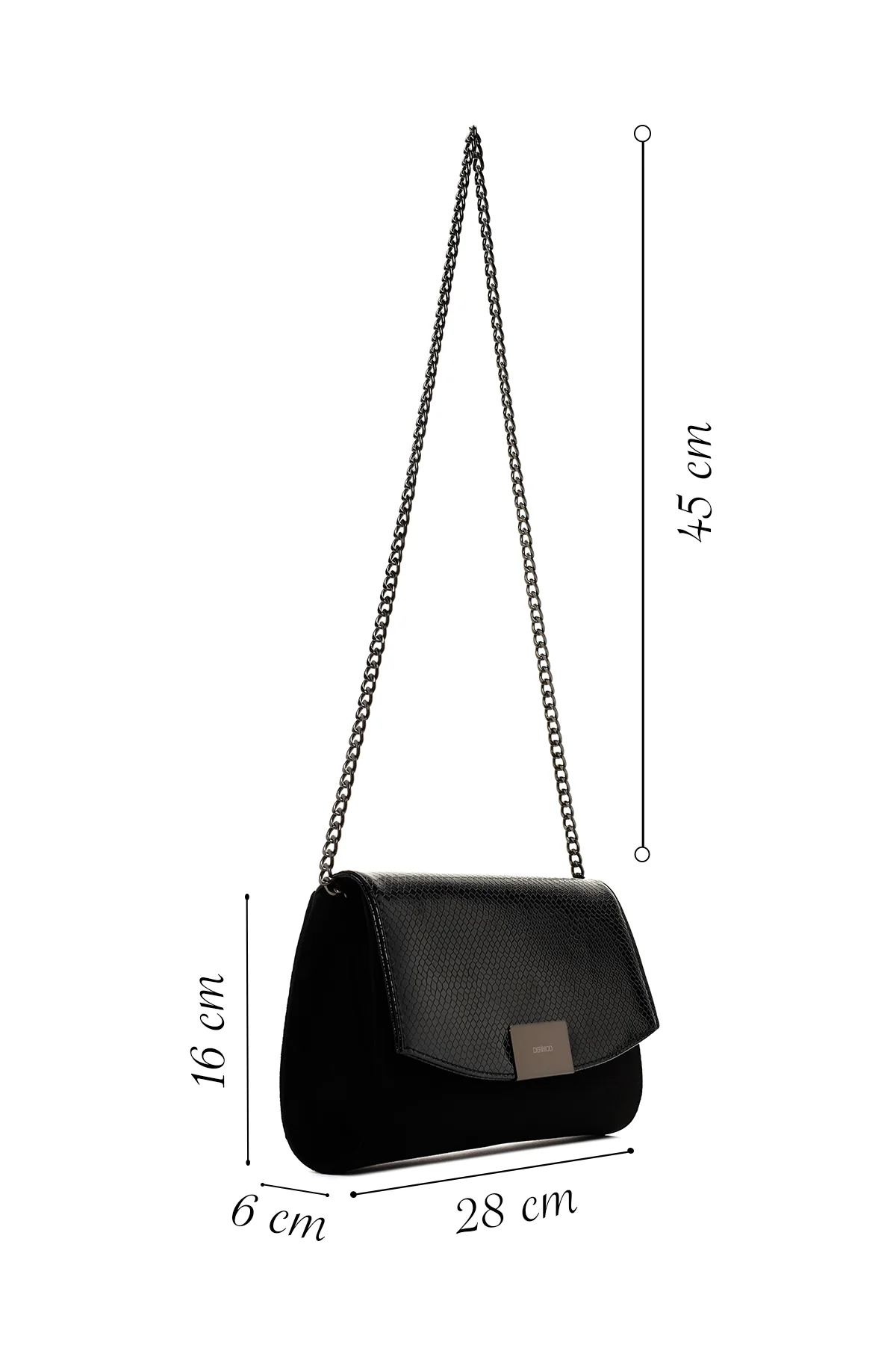 Kadın Siyah Uzun Zincir Askılı Portföy Çanta - Image 2