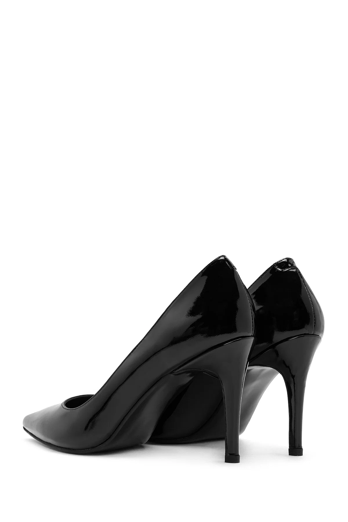 Kadın Siyah Yüksek İnce Topuklu Rugan Deri Stiletto - Image 6