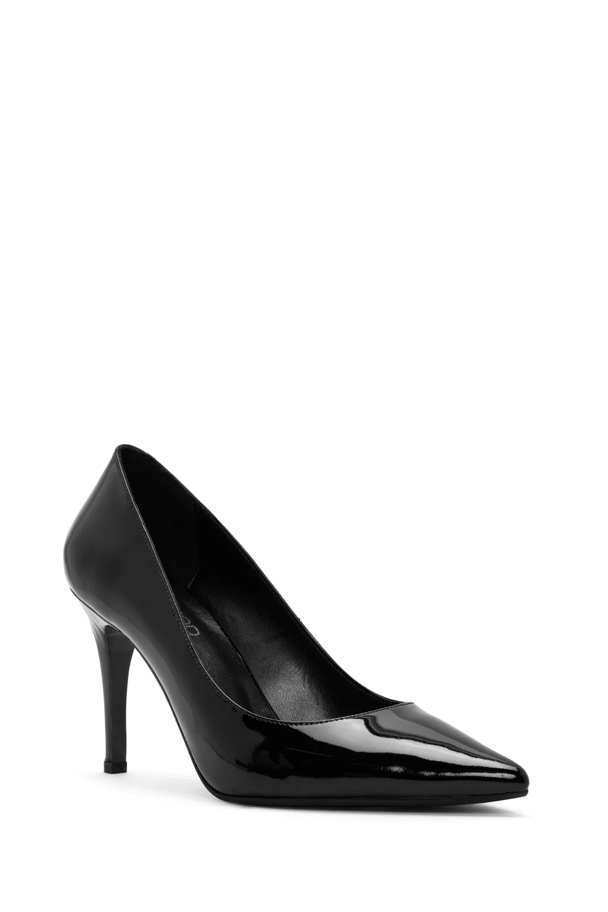 Kadın Siyah Yüksek İnce Topuklu Rugan Deri Stiletto - Image 7