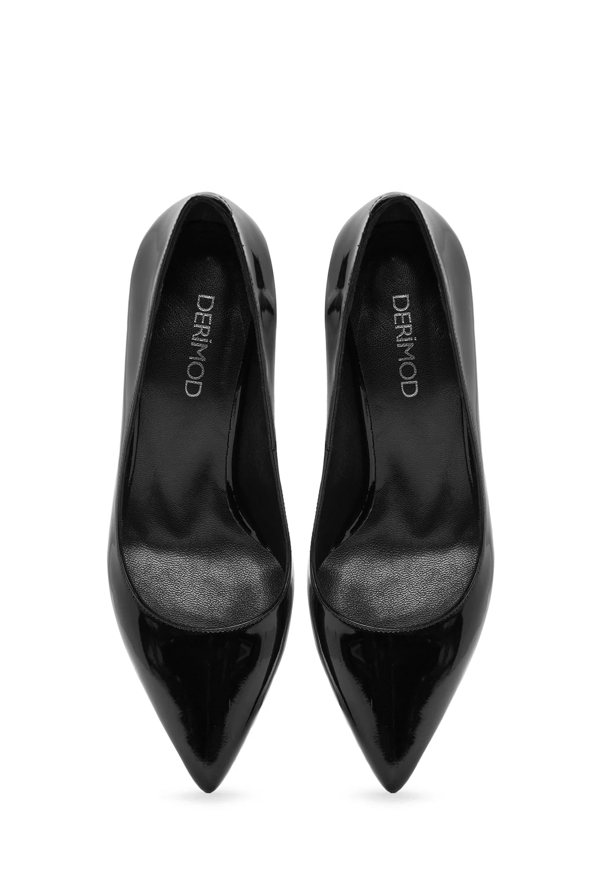 Kadın Siyah Yüksek İnce Topuklu Rugan Deri Stiletto - Image 8