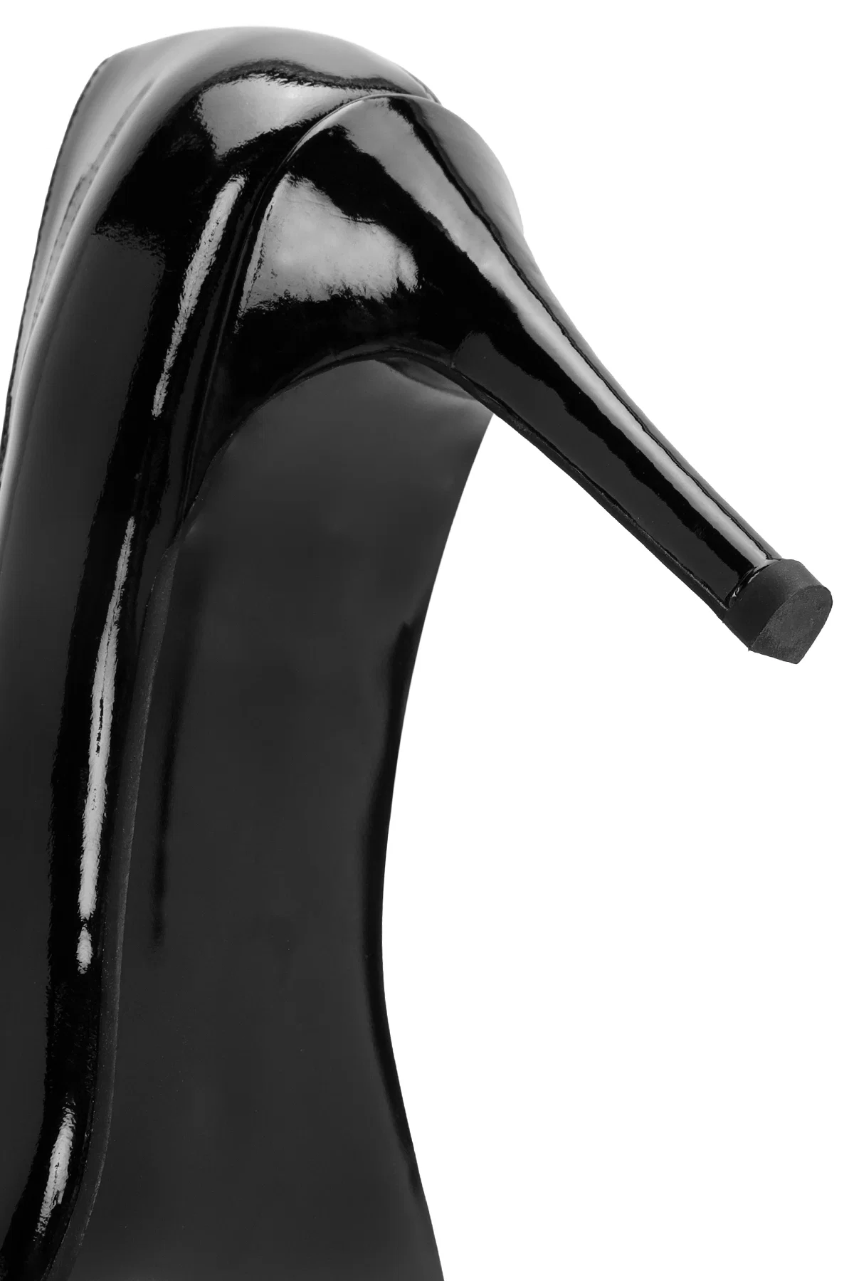 Kadın Siyah Yüksek İnce Topuklu Rugan Deri Stiletto - Image 9